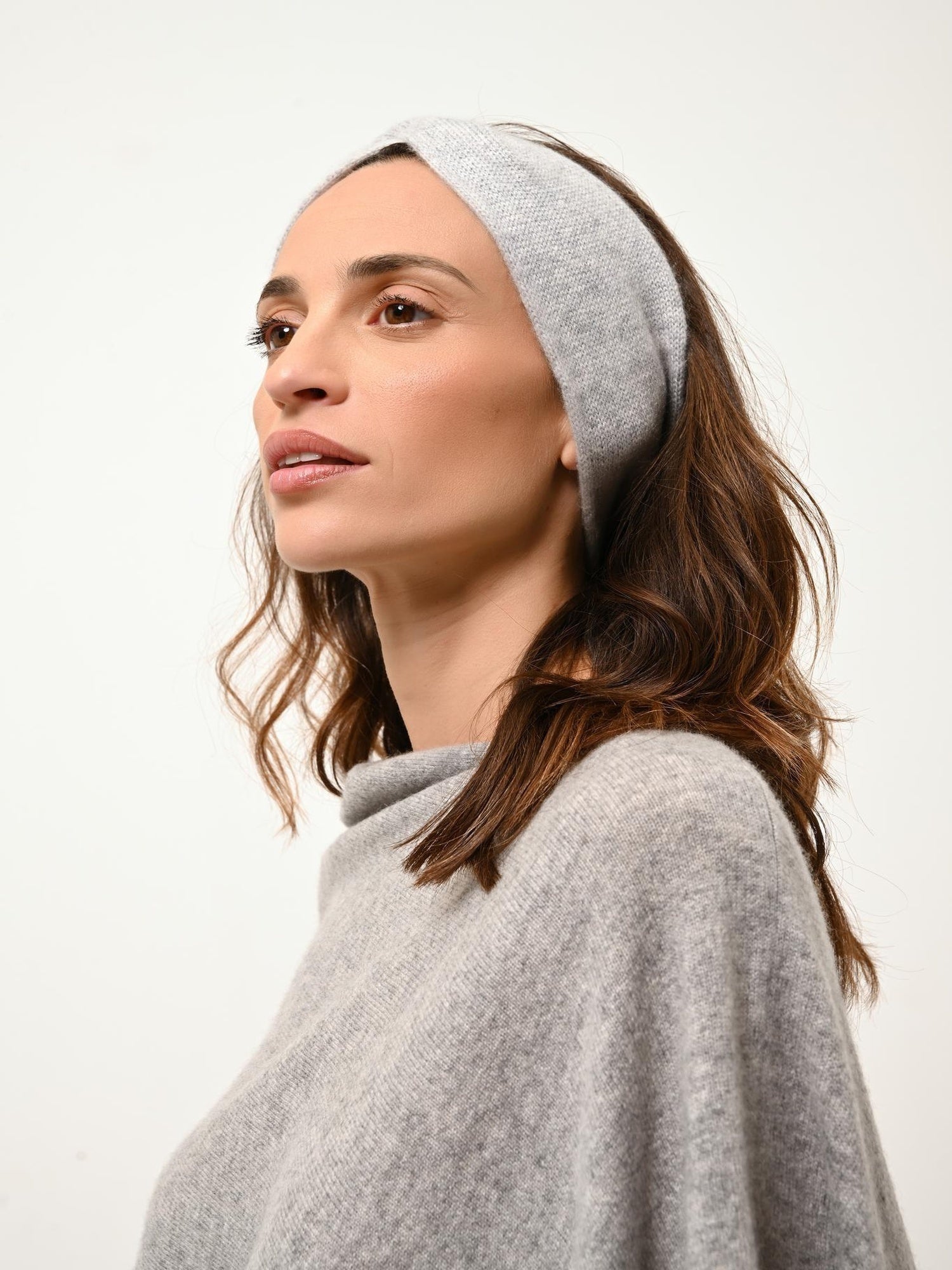 MEREDITH boat-neck poncho nuage chiné