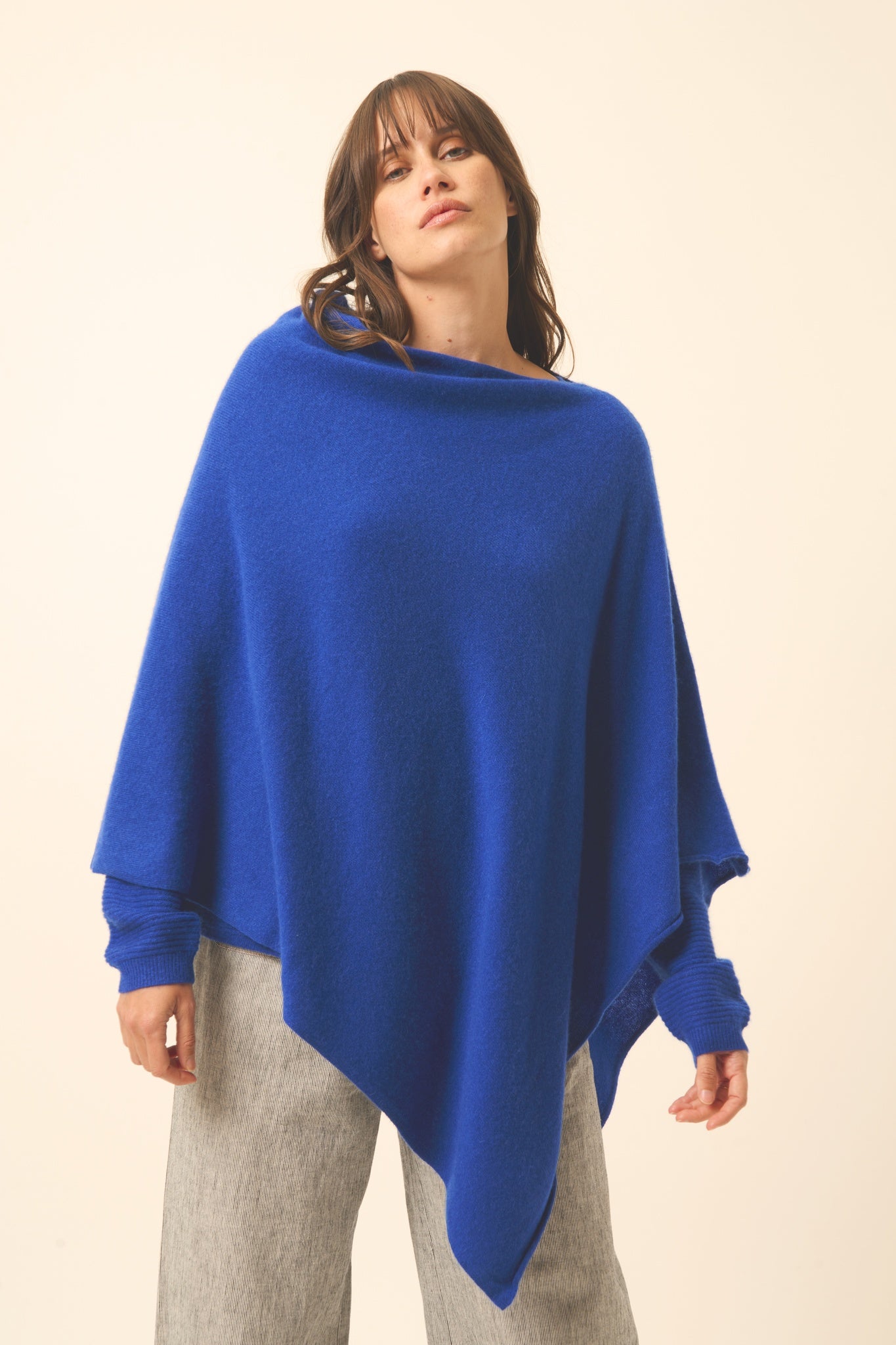 MEREDITH boat-neck poncho ultramarine