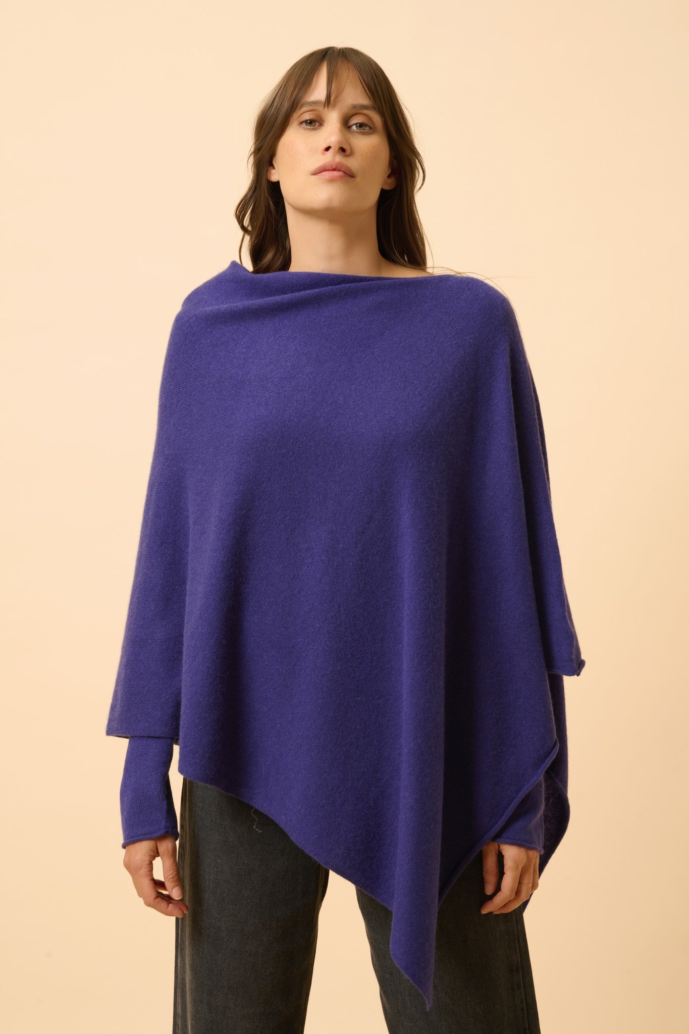 MEREDITH poncho col bateau purple