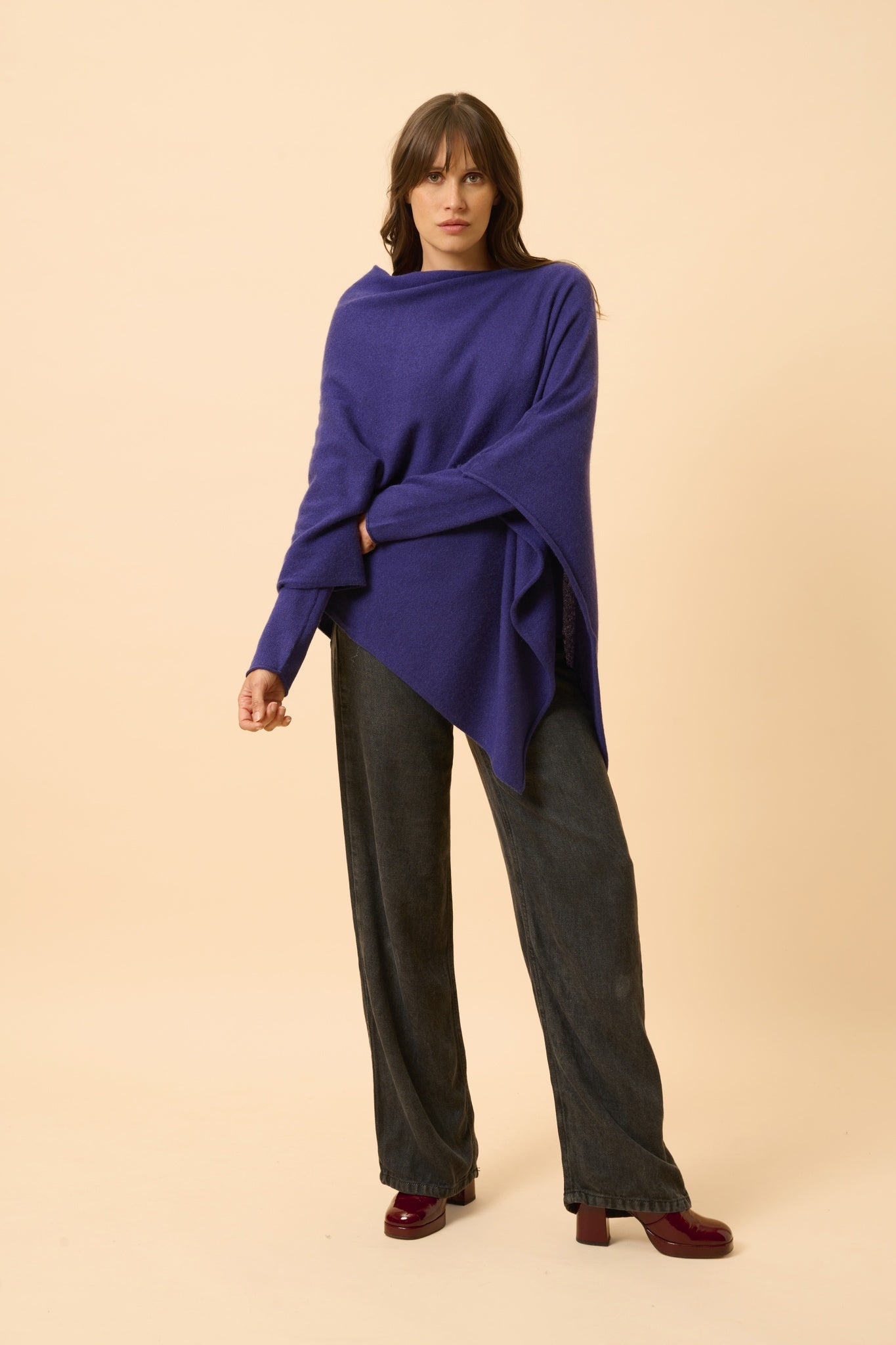 MEREDITH poncho col bateau purple