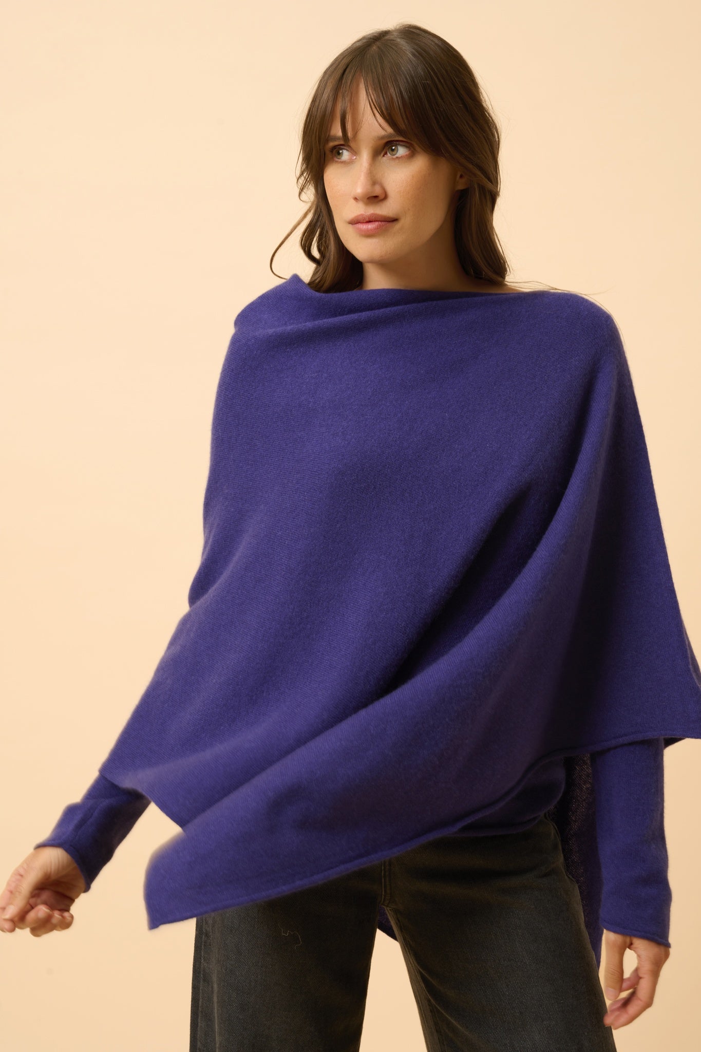 MEREDITH poncho col bateau purple