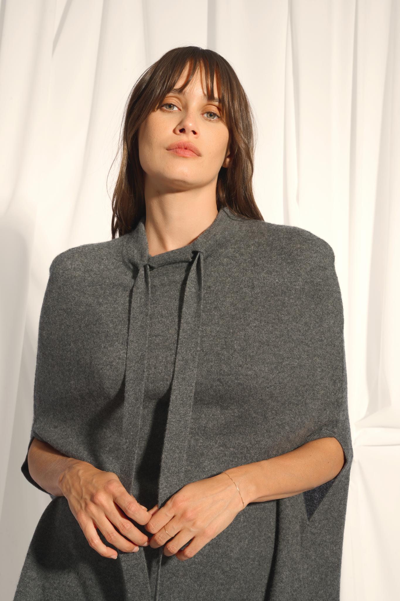 MIAMAR cape col rond anthracite chiné