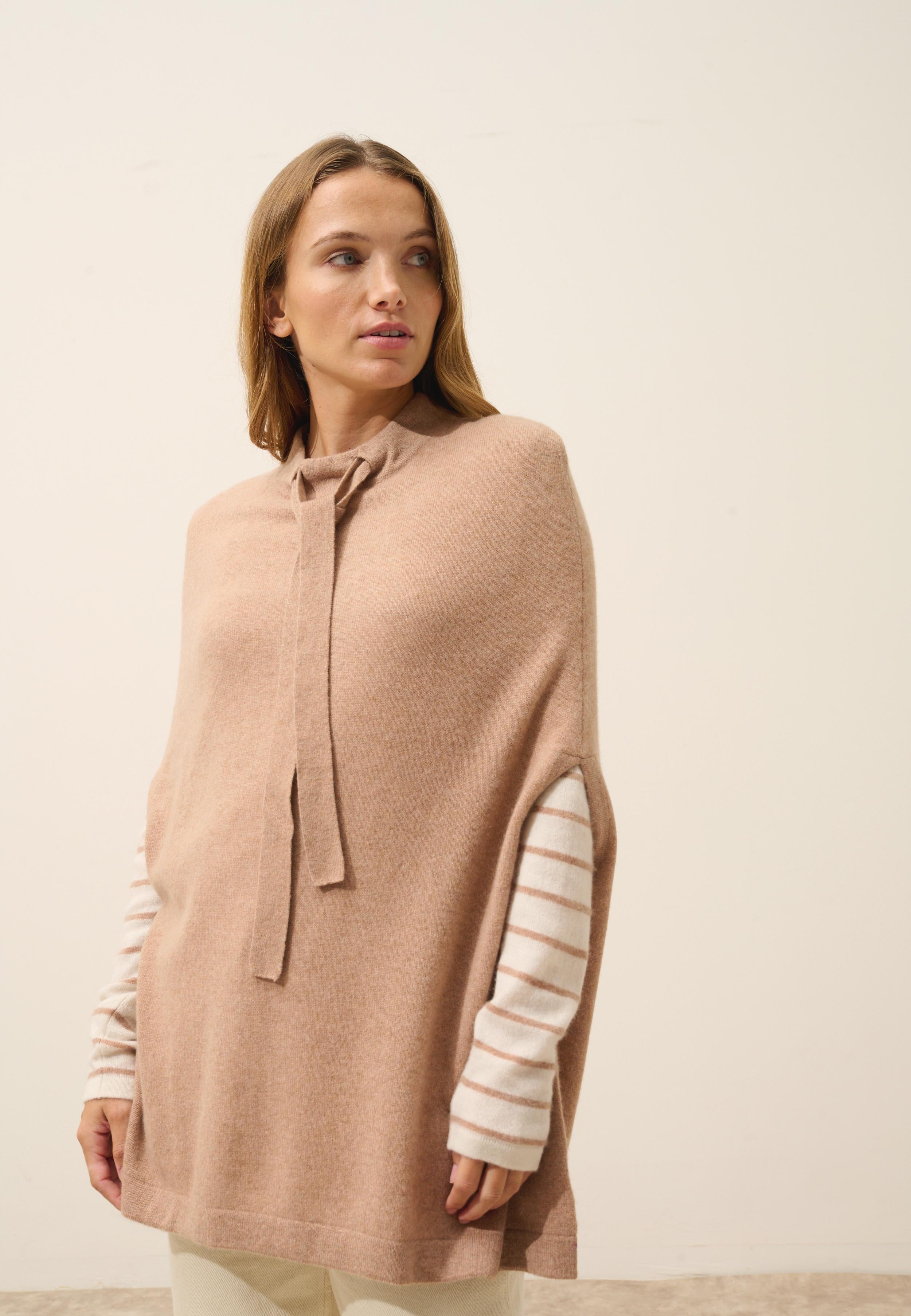 MIAMAR cape col rond camel chiné