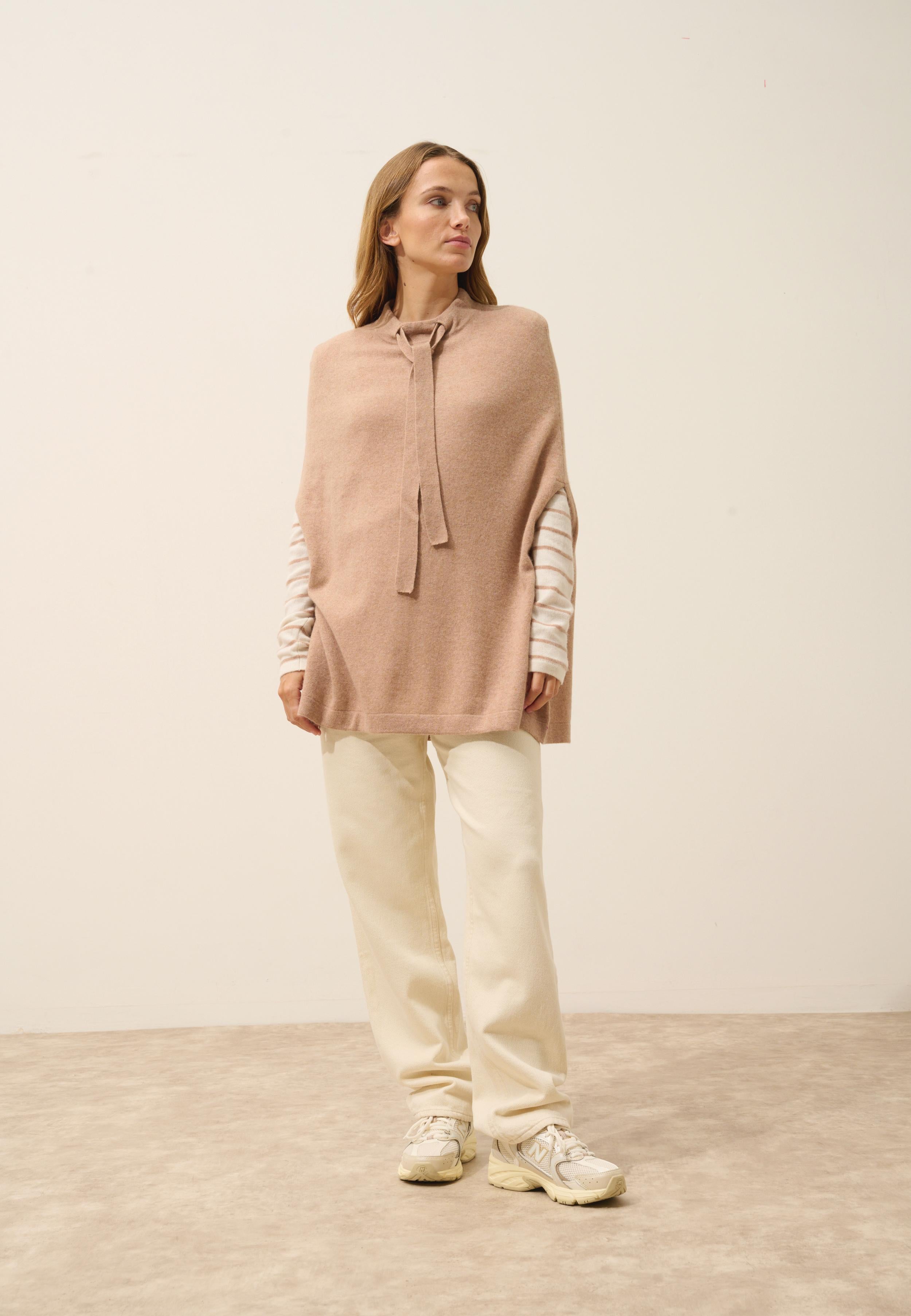 MIAMAR cape col rond camel chiné