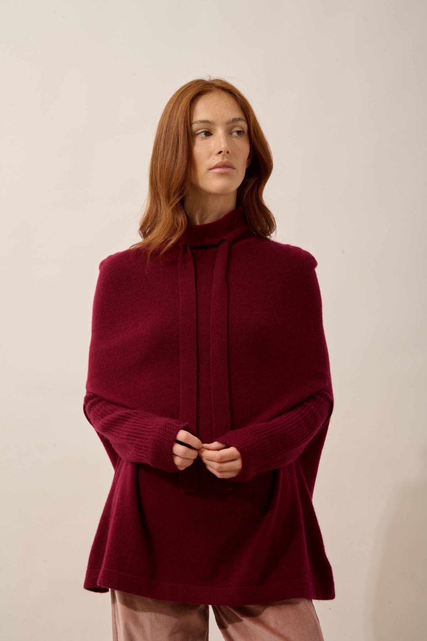 miamar cape col rond cordon coulissant bordeaux