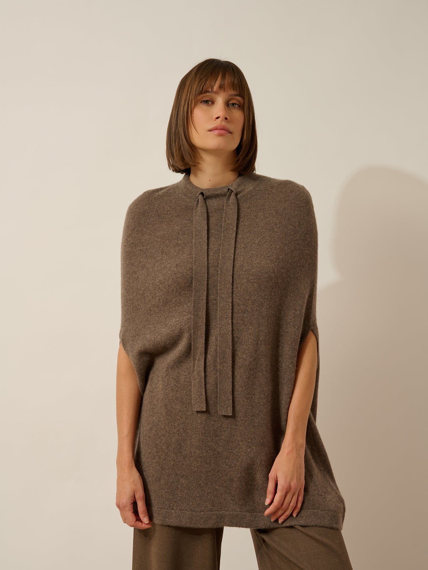 MIAMAR cape col rond taupe chiné