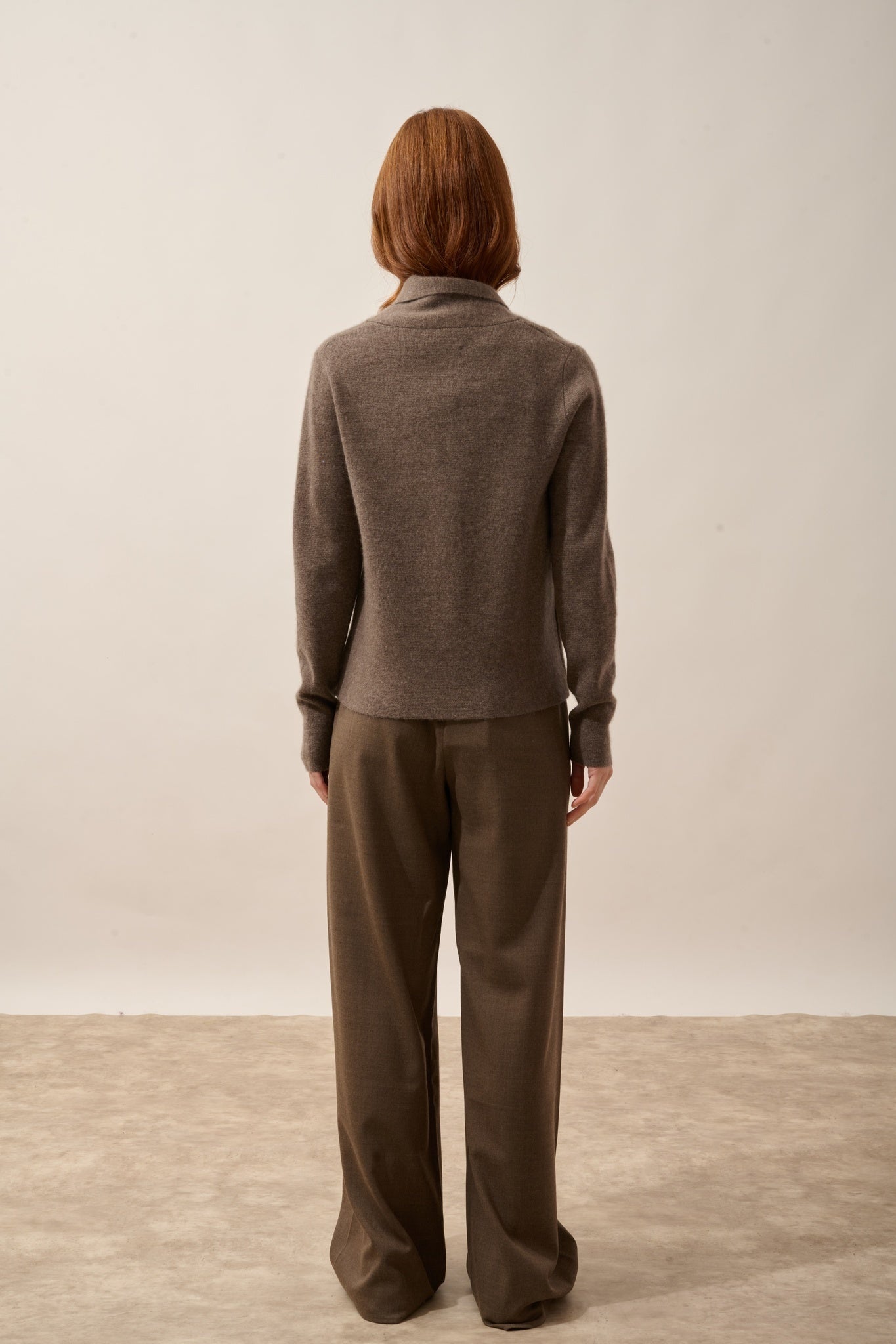 MILA veste boutonnée col châle taupe chiné