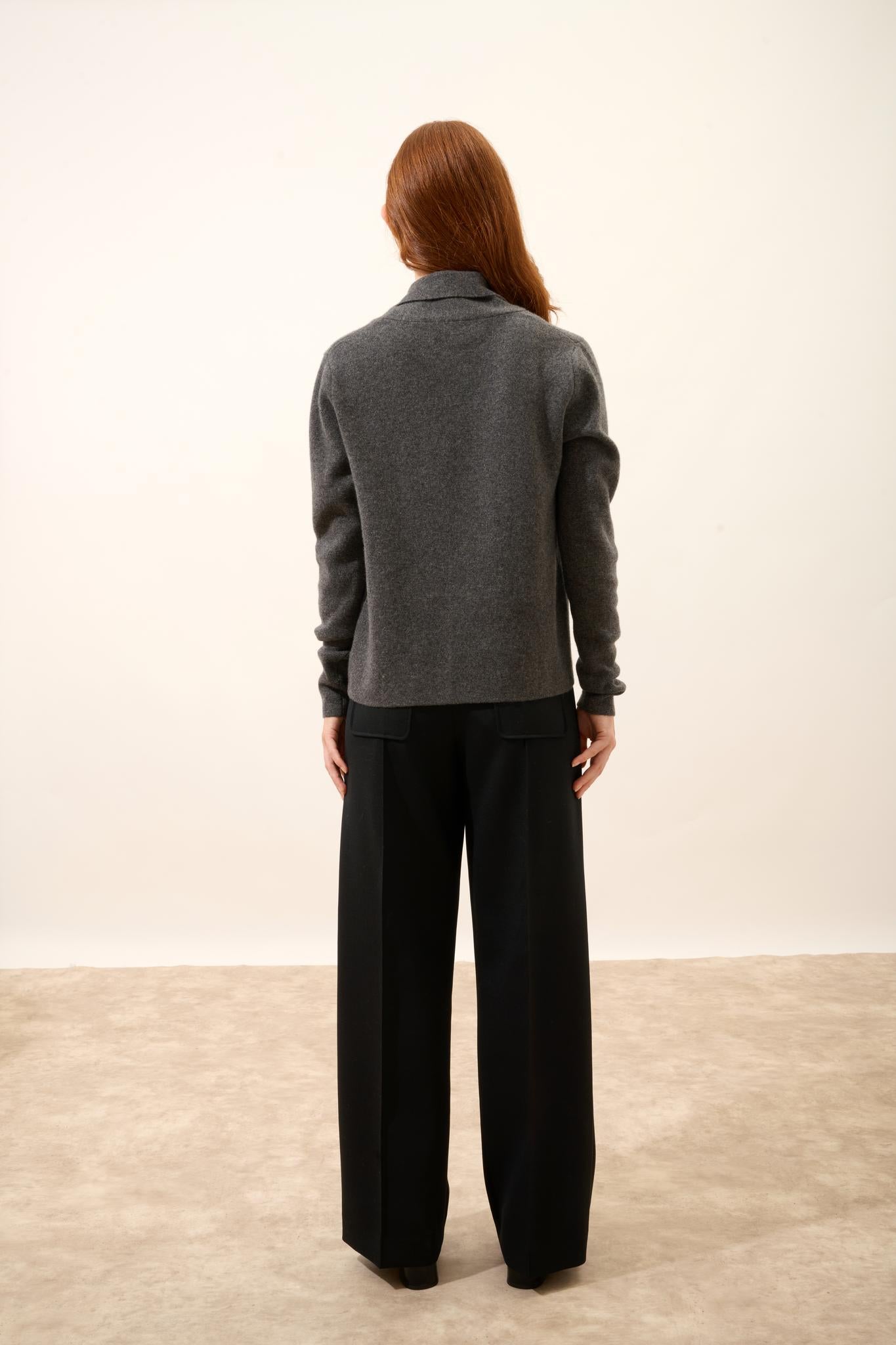 MILA veste col châle anthracite chiné