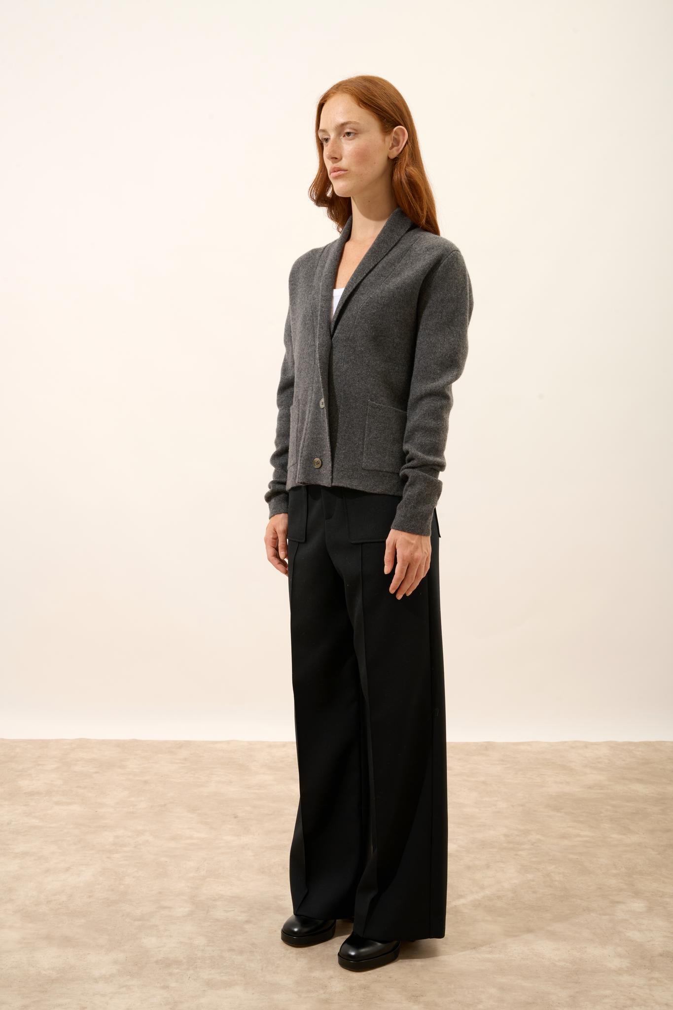 MILA veste col châle anthracite chiné