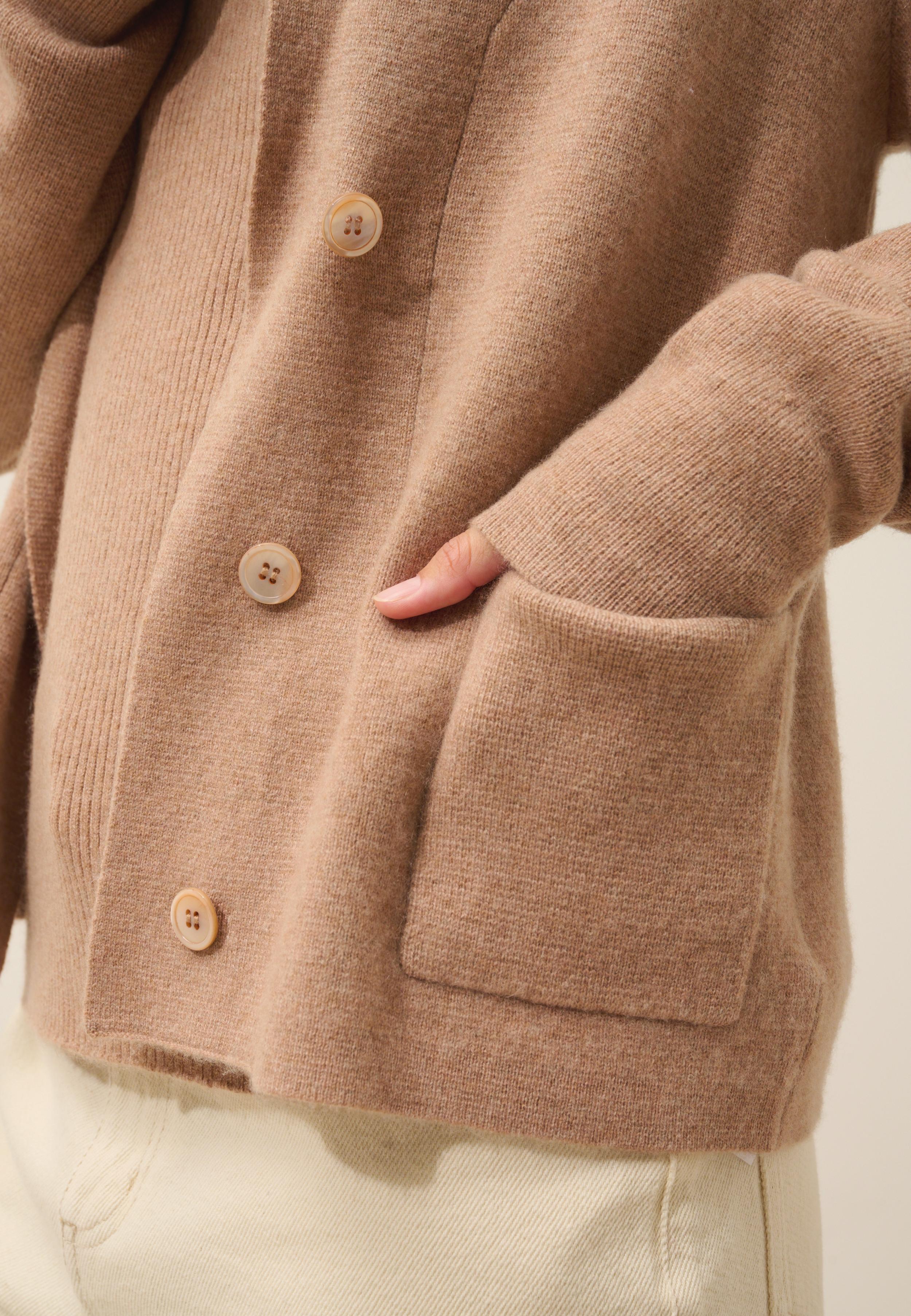 MILA veste col châle camel chiné