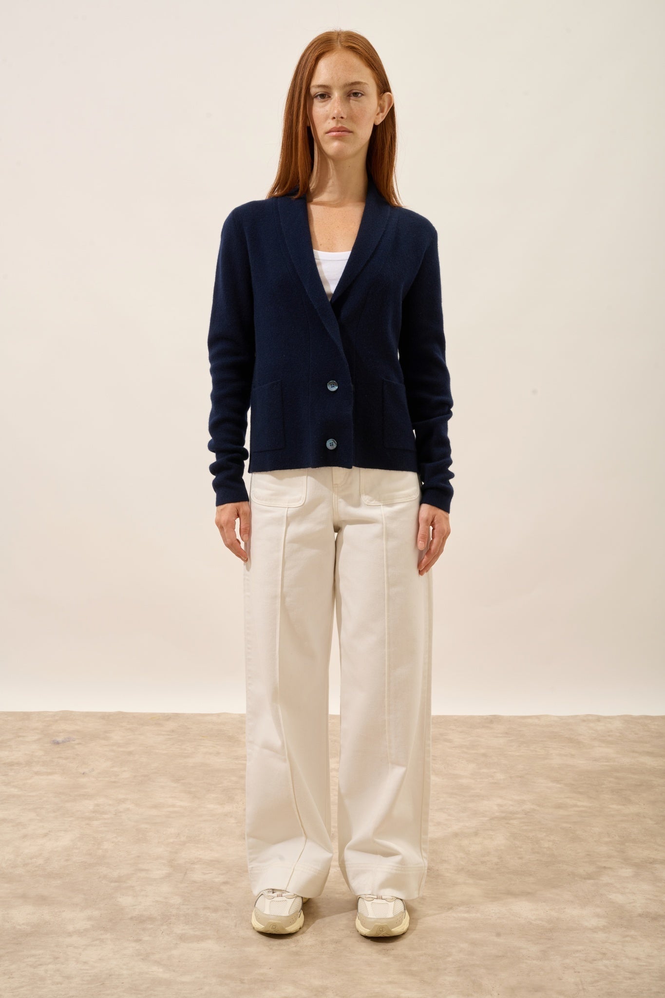 MILA veste col châle navy