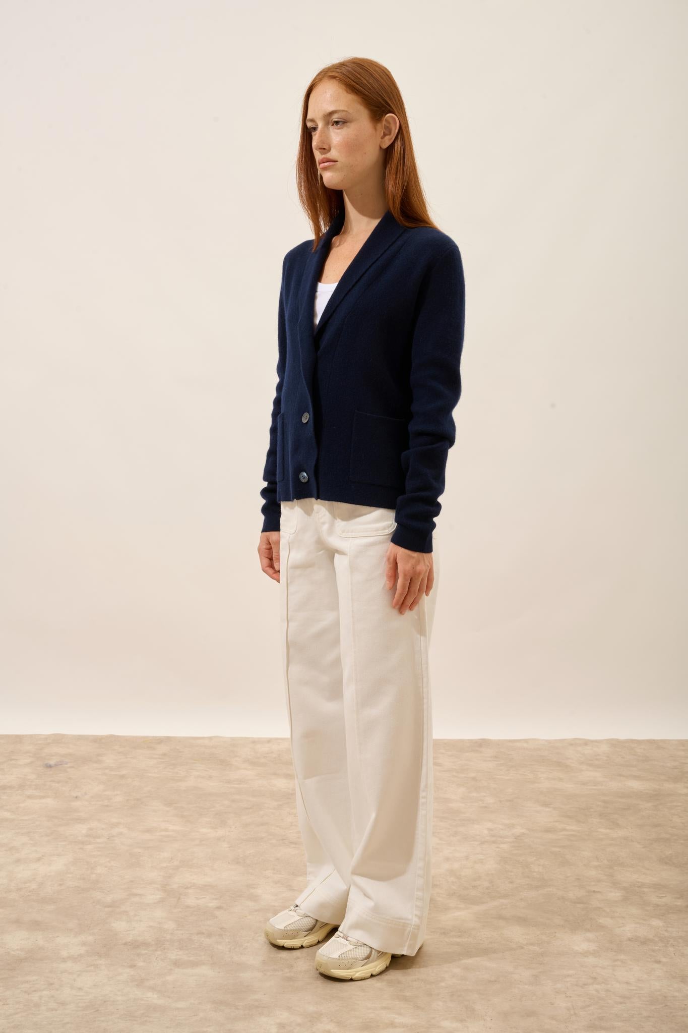 MILA veste col châle navy