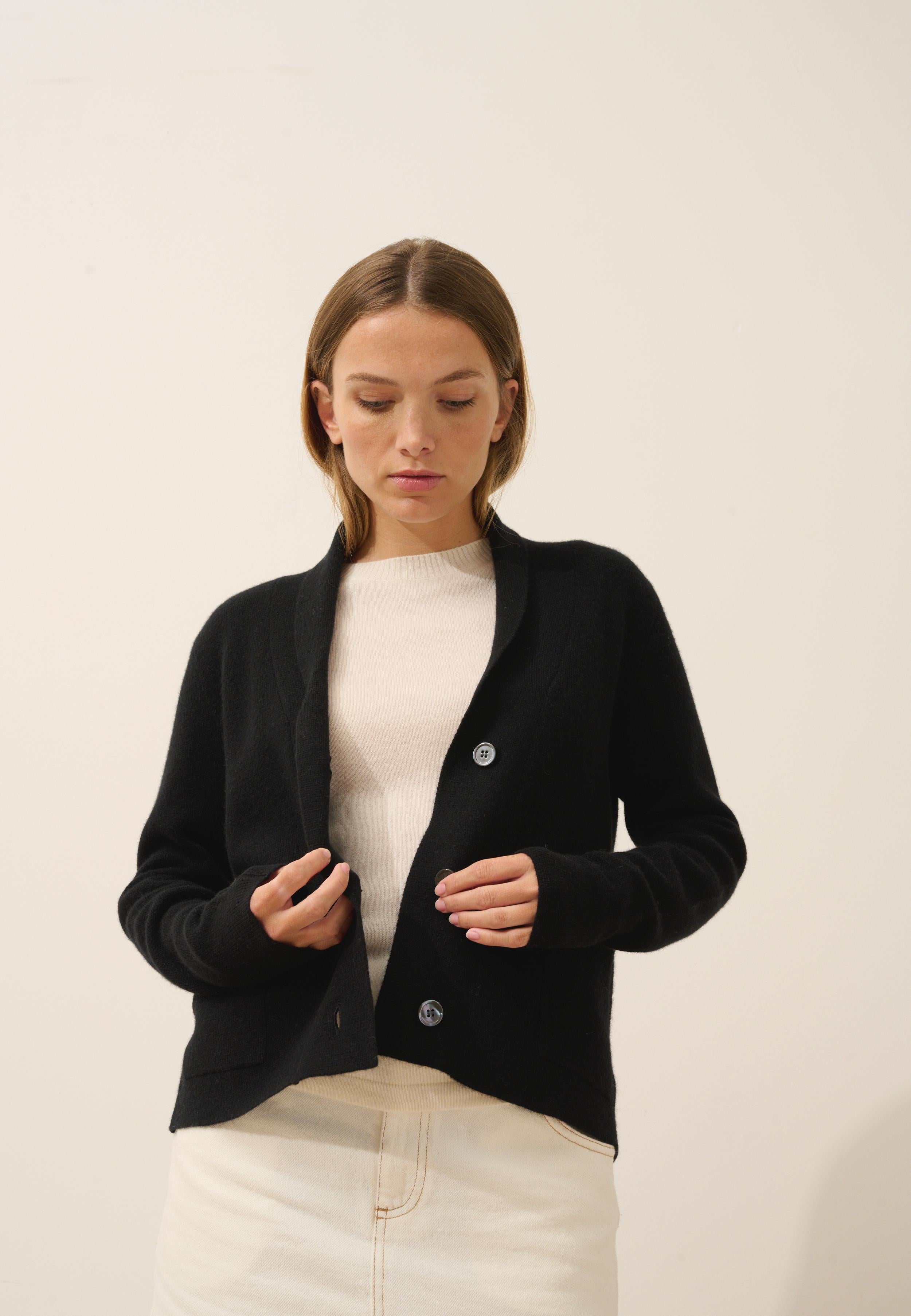 MILA veste col châle noir