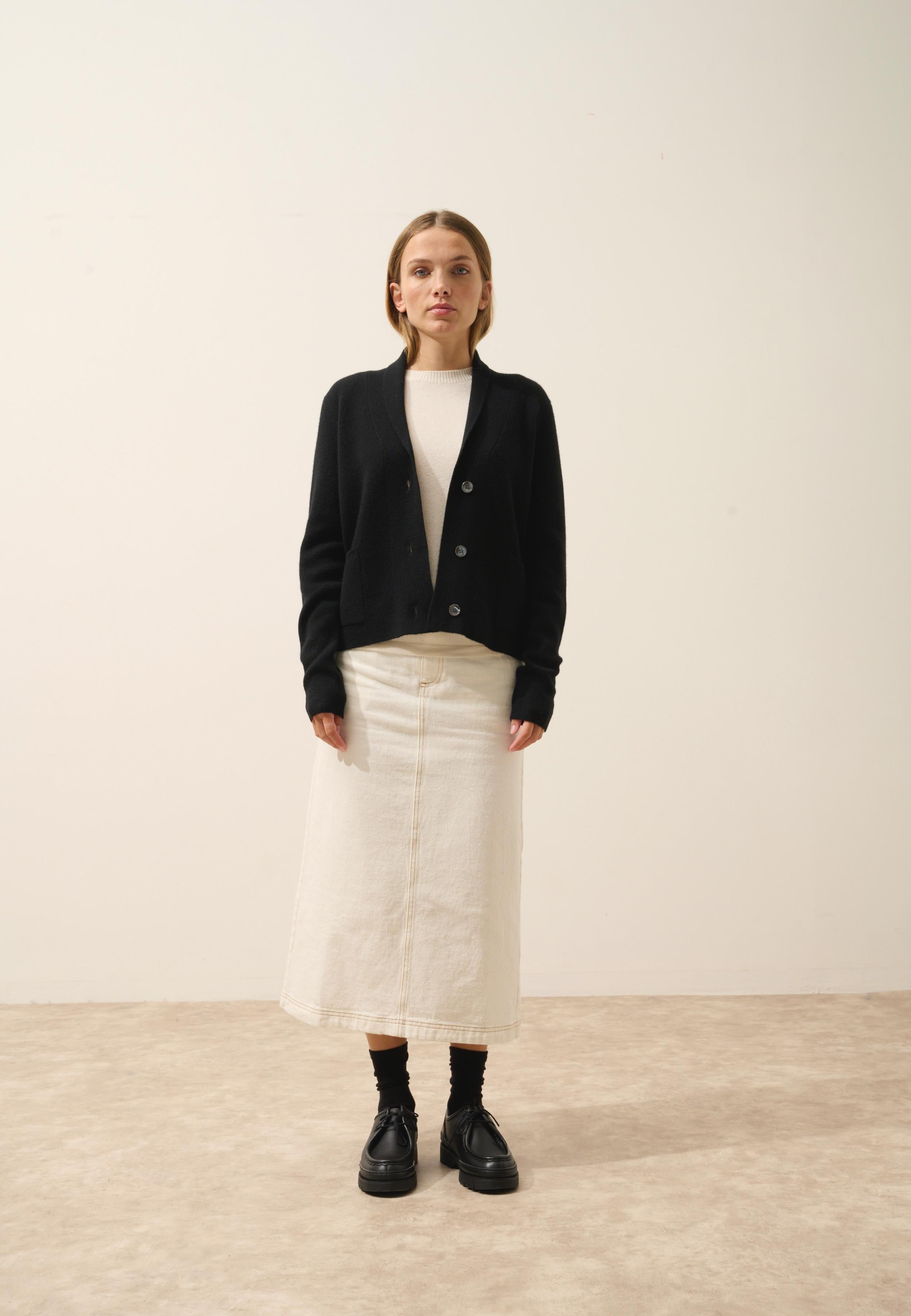 MILA veste col châle noir