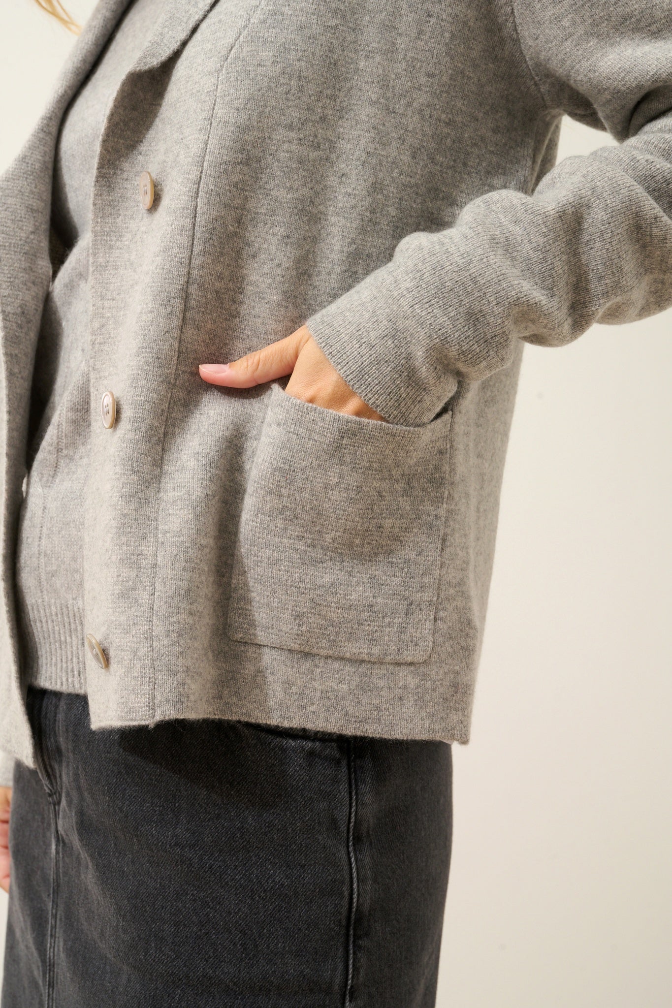 MILA veste col châle nuage chiné