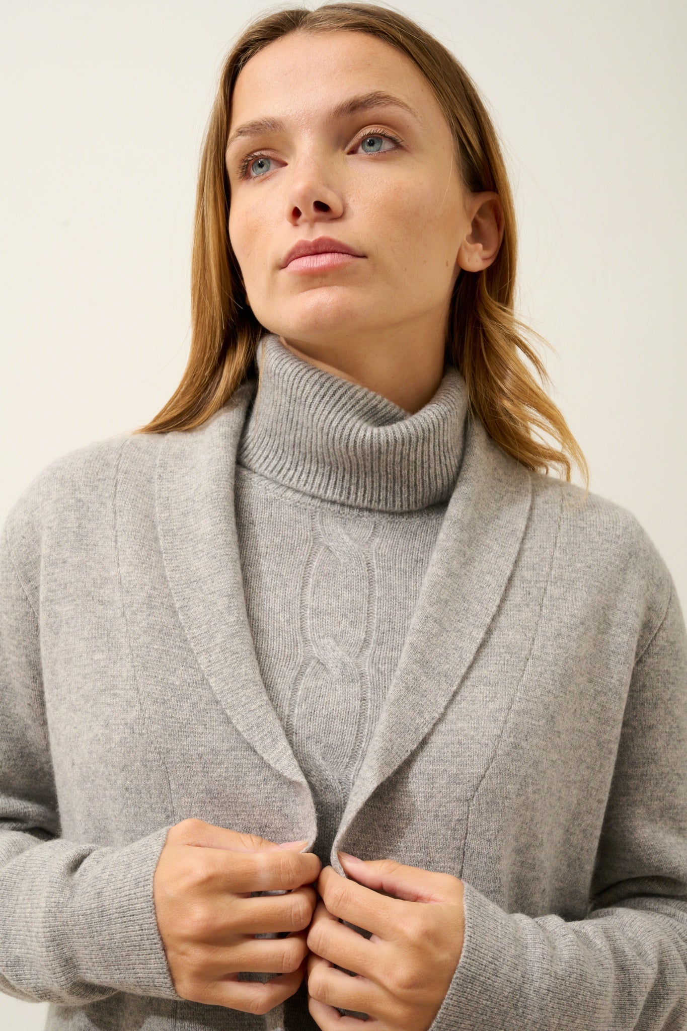 MILA veste col châle nuage chiné