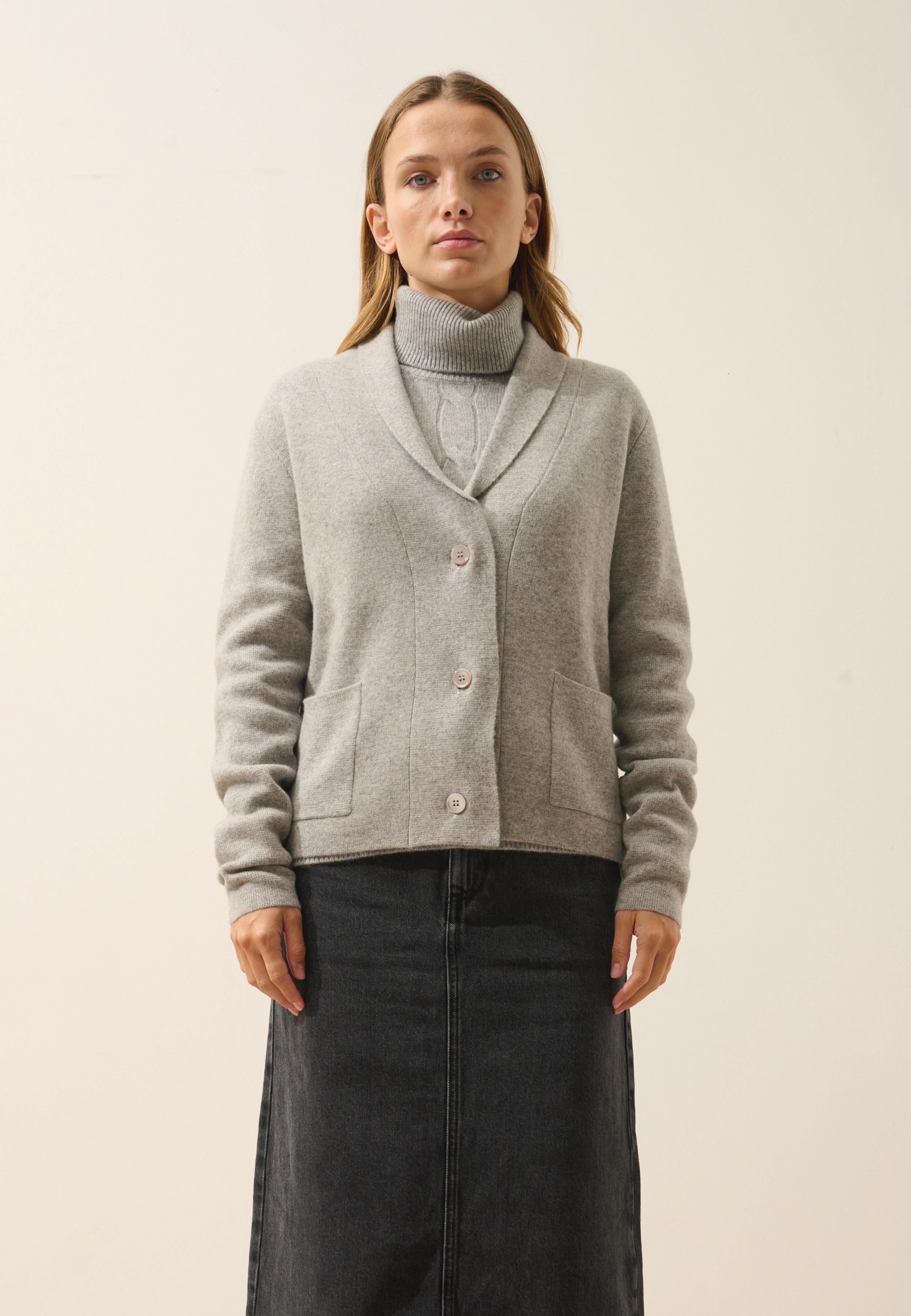 MILA veste col châle nuage chiné