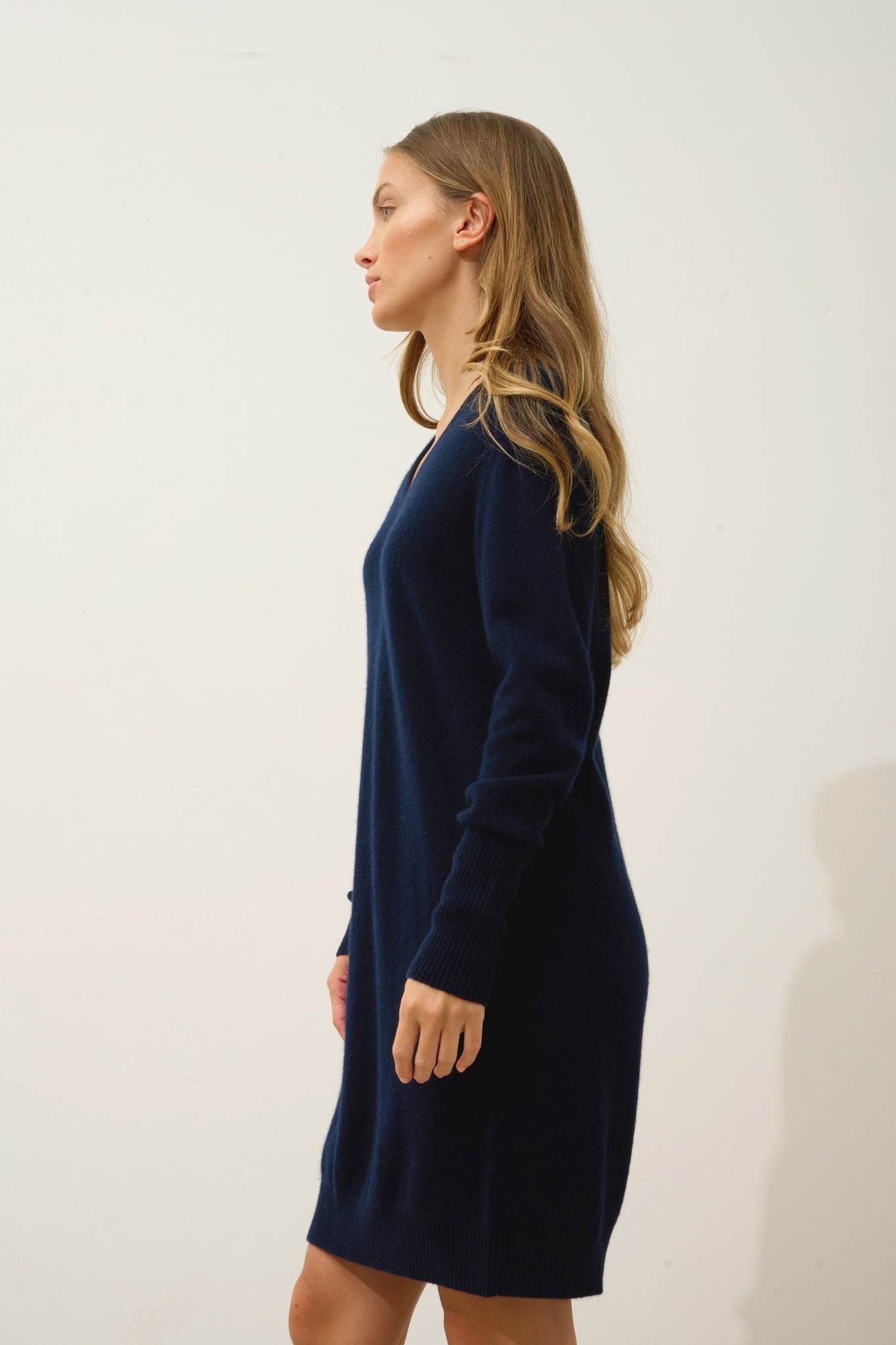 MILEYA robe col v navy