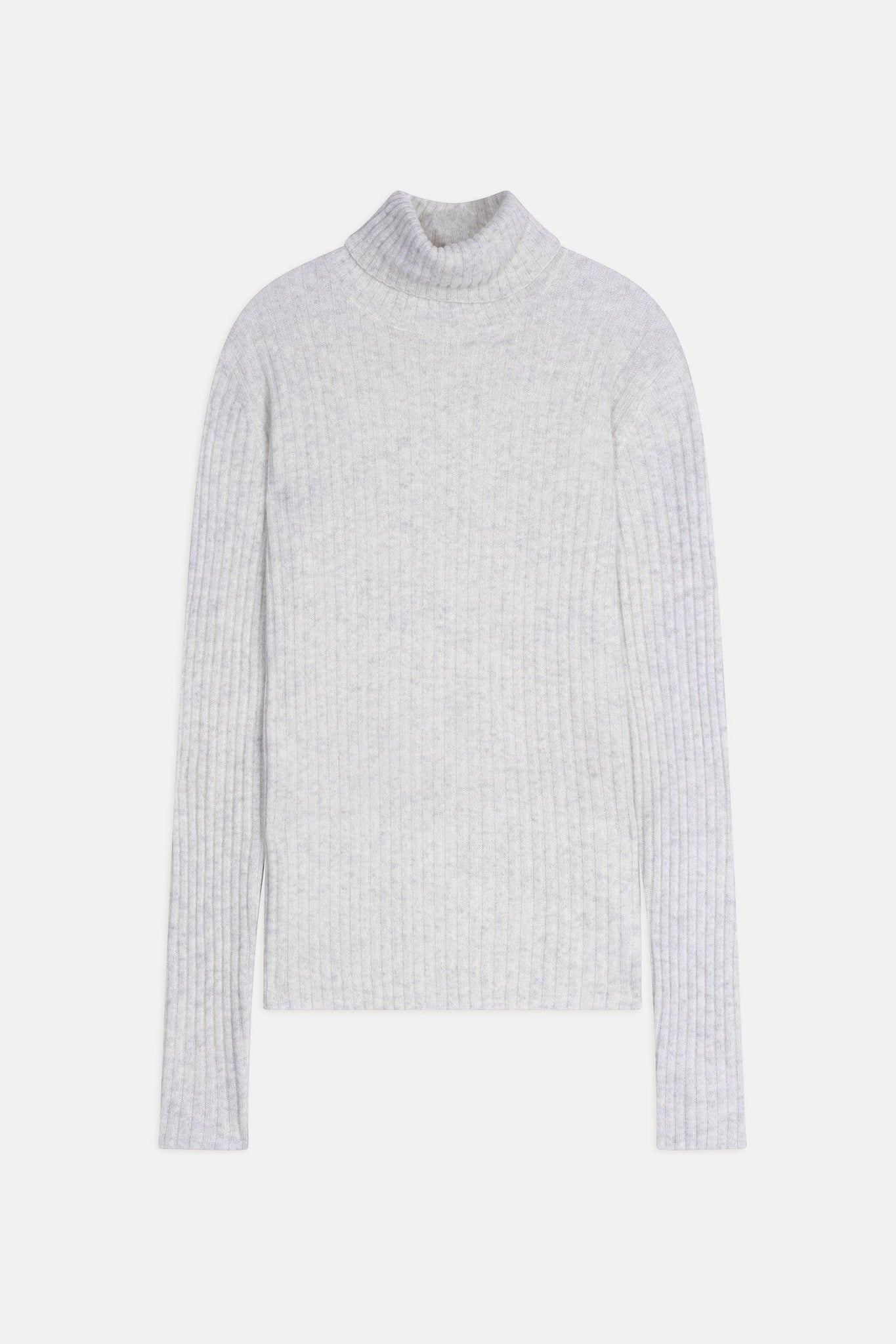 MIRAYA pull col roulé gris perle chiné