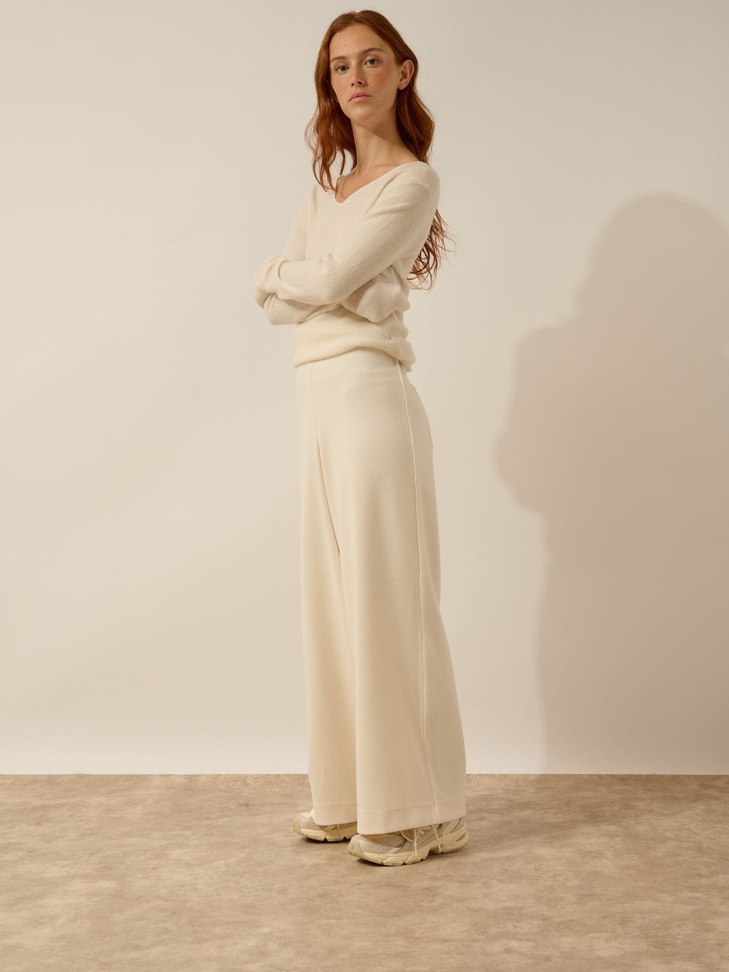 mirella pull col v devant et dos ivoire