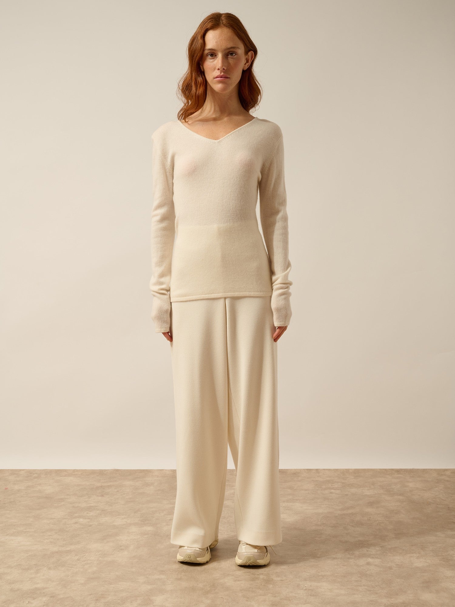 mirella pull col v devant et dos ivoire