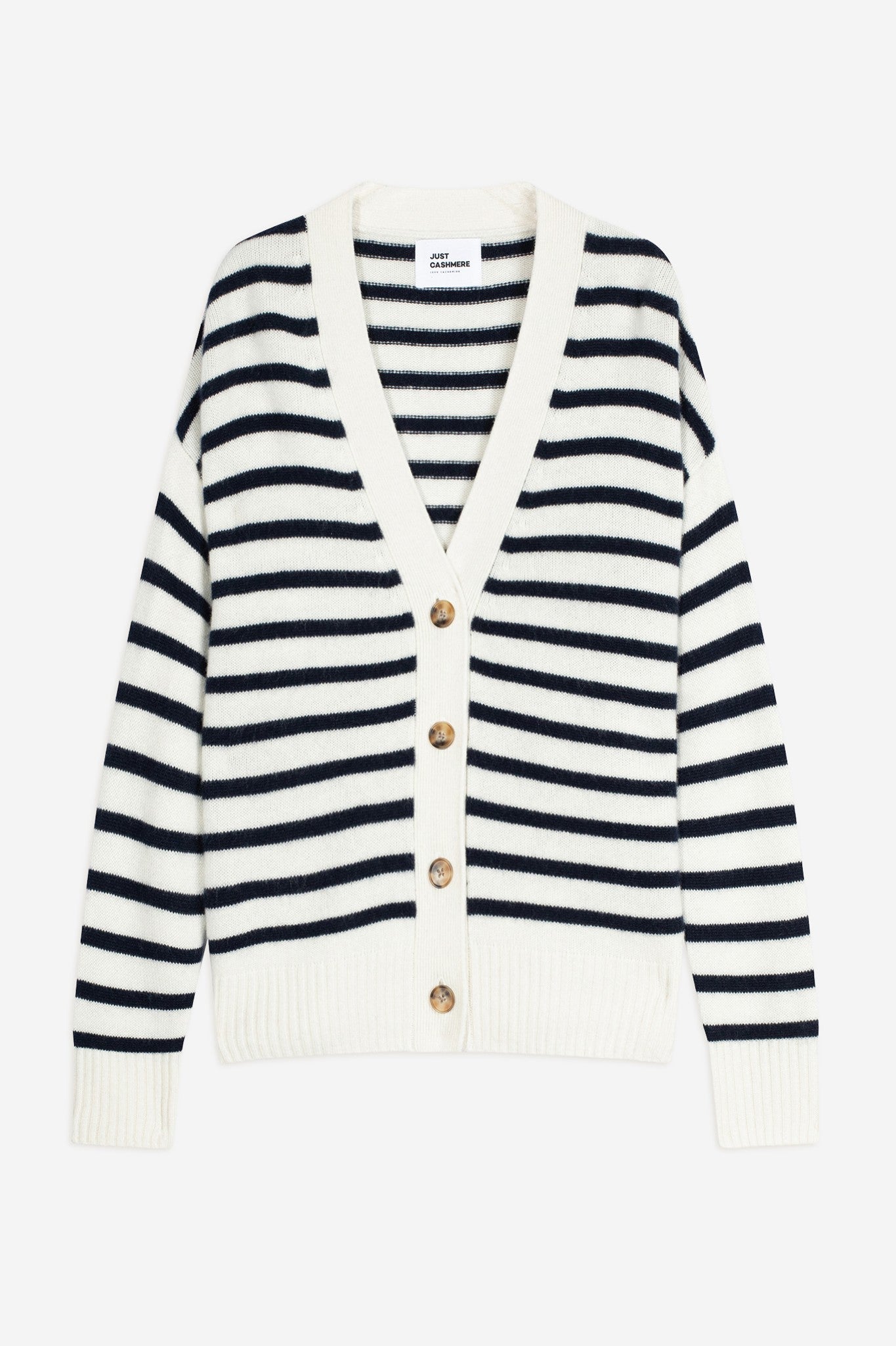 mirena cardigan col v 4 fils bi-color navy/ivoire