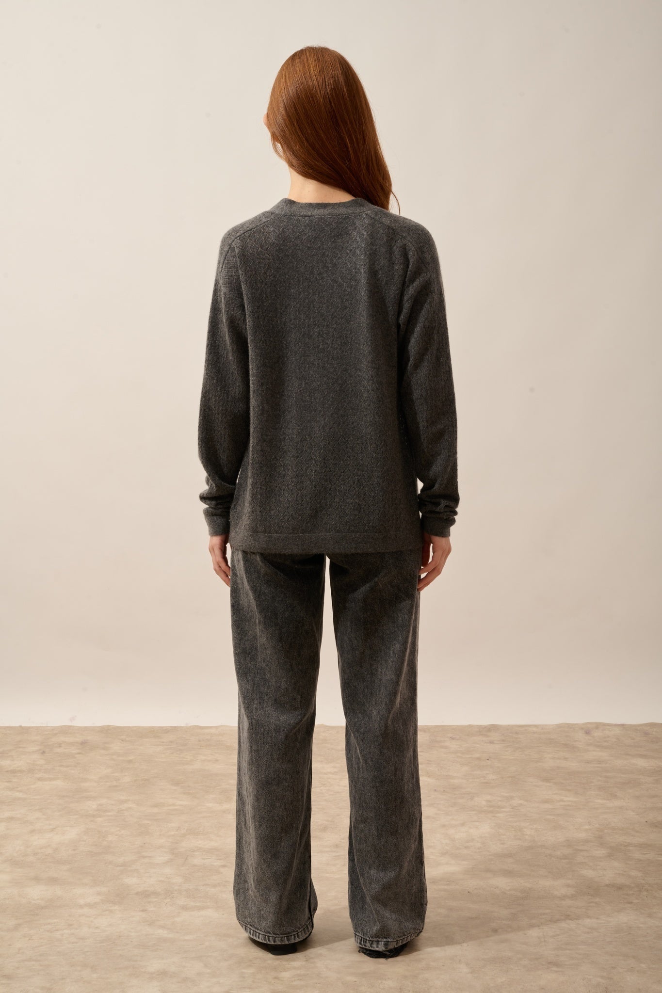 MYA gilet ouvert col rond anthracite chiné