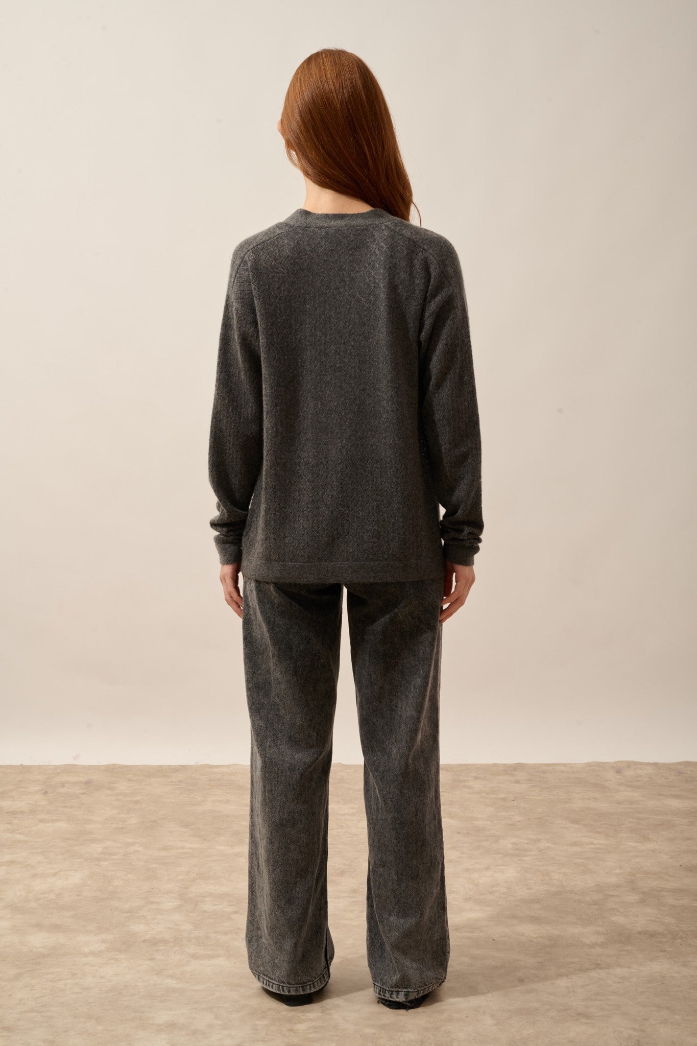 mya gilet ouvert col rond anthracite chiné