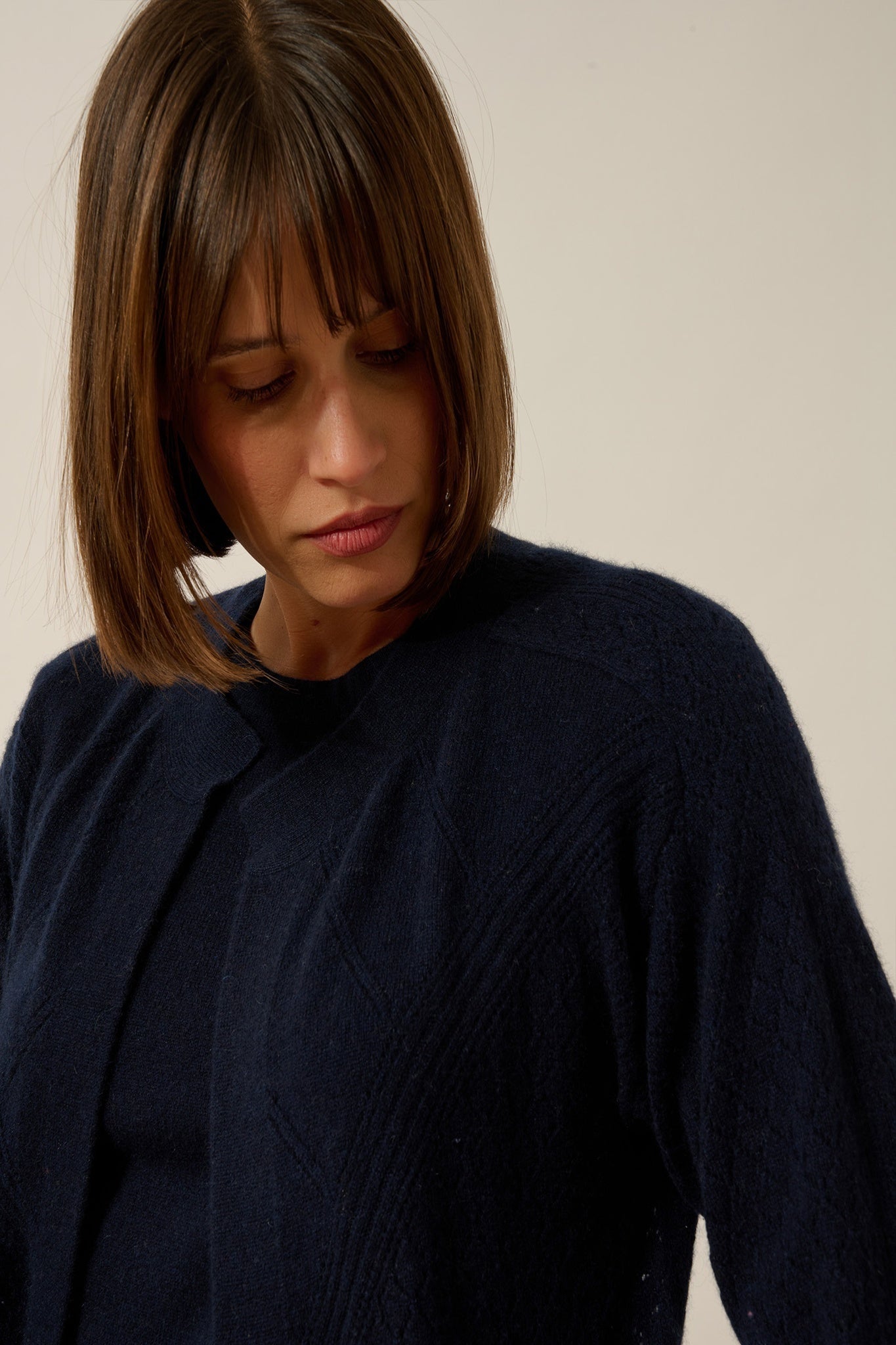 MYA gilet ouvert col rond navy