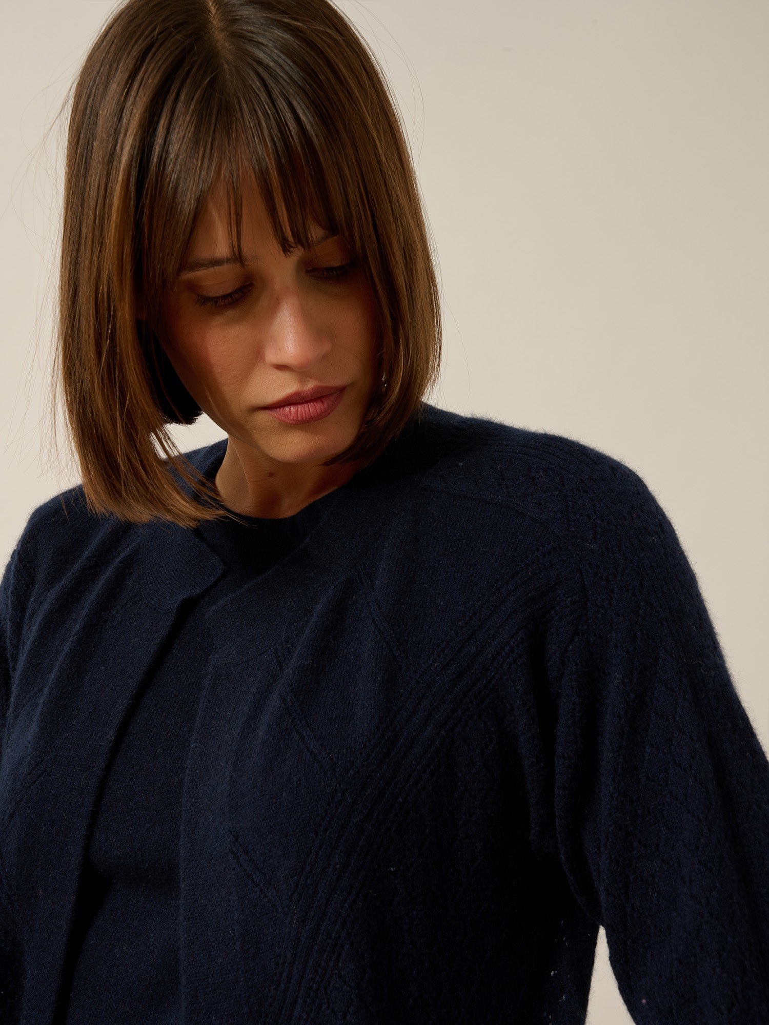 MYA gilet ouvert col rond navy