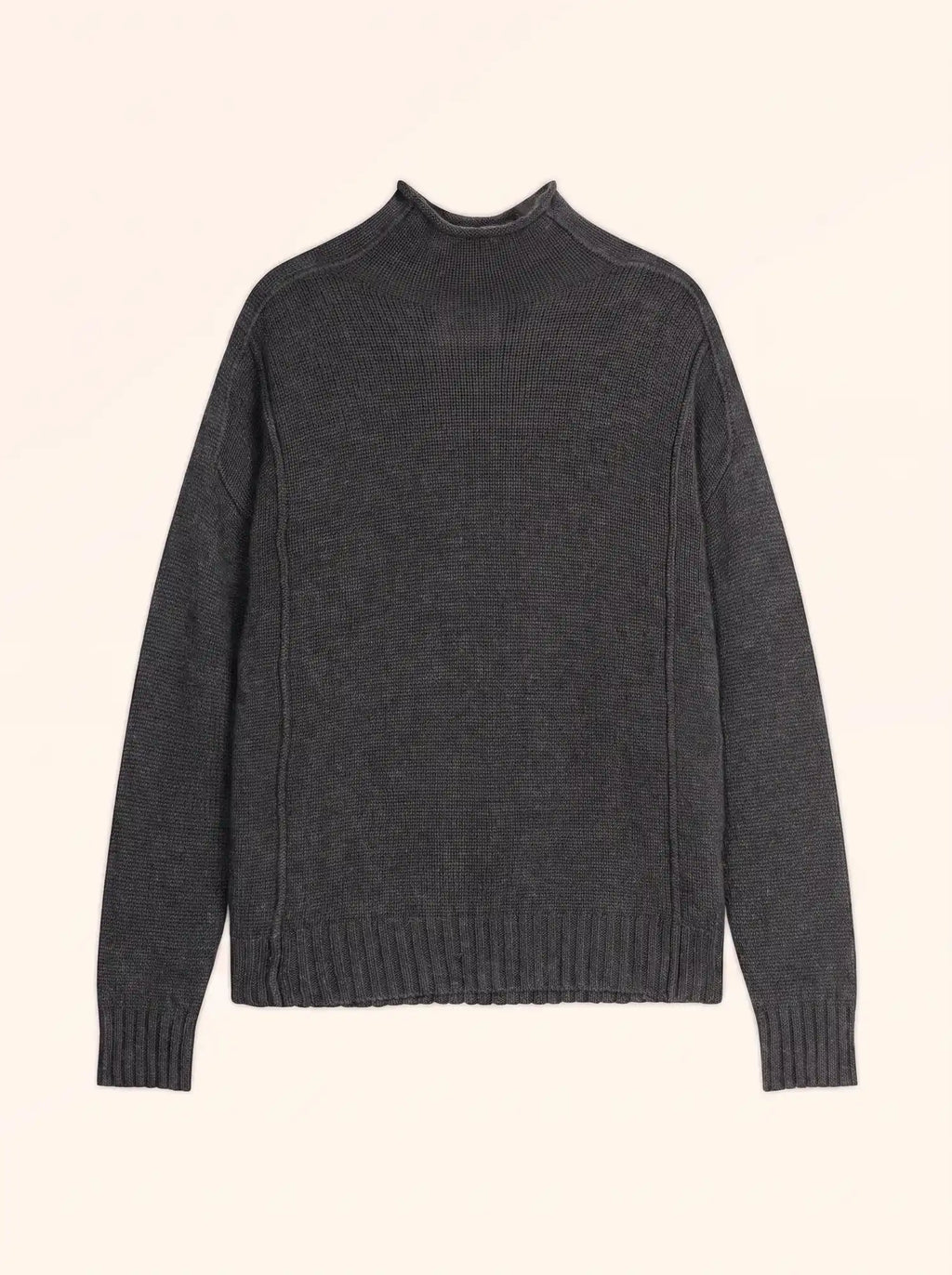 GLACIELA Pull Col Montant 4 Fils Anthracite Chiné