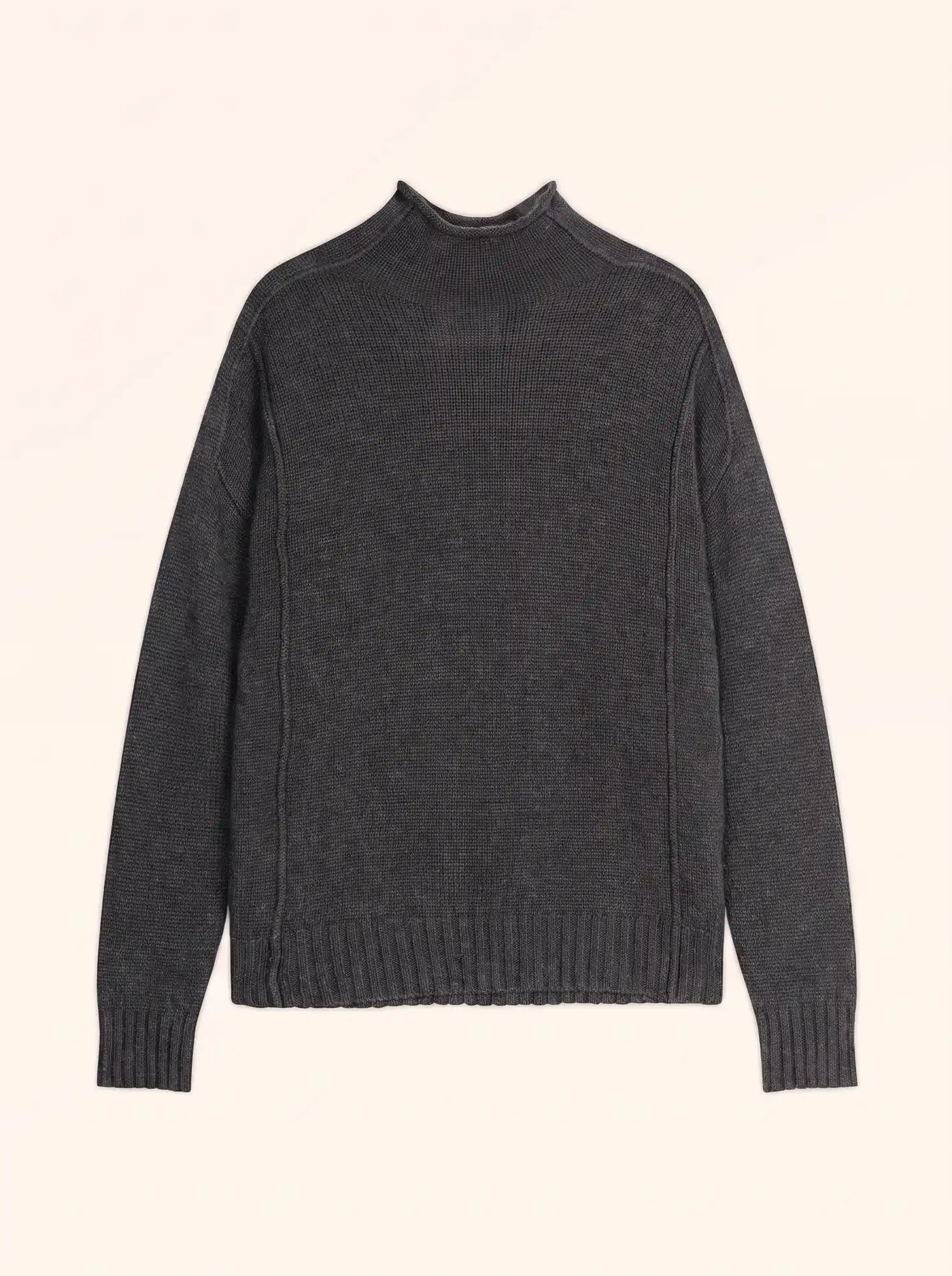 GLACIELA Pull Col Montant 4 Fils Anthracite Chiné