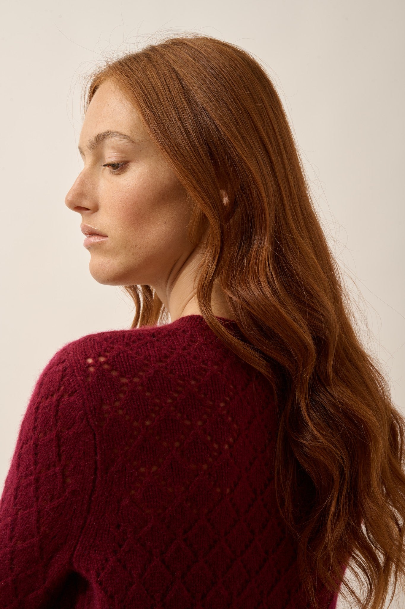 nadia pull col rond 8 fils bordeaux