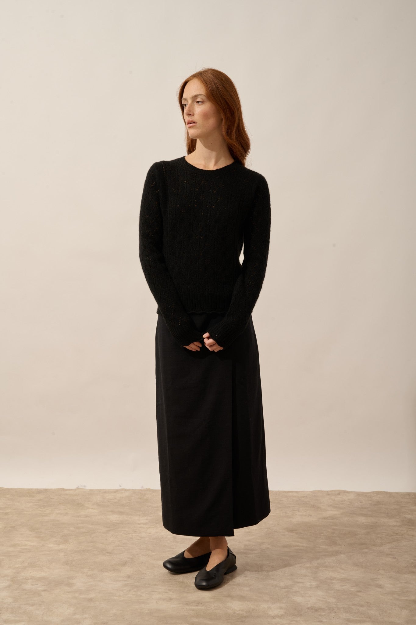 nadia pull col rond 8 fils noir