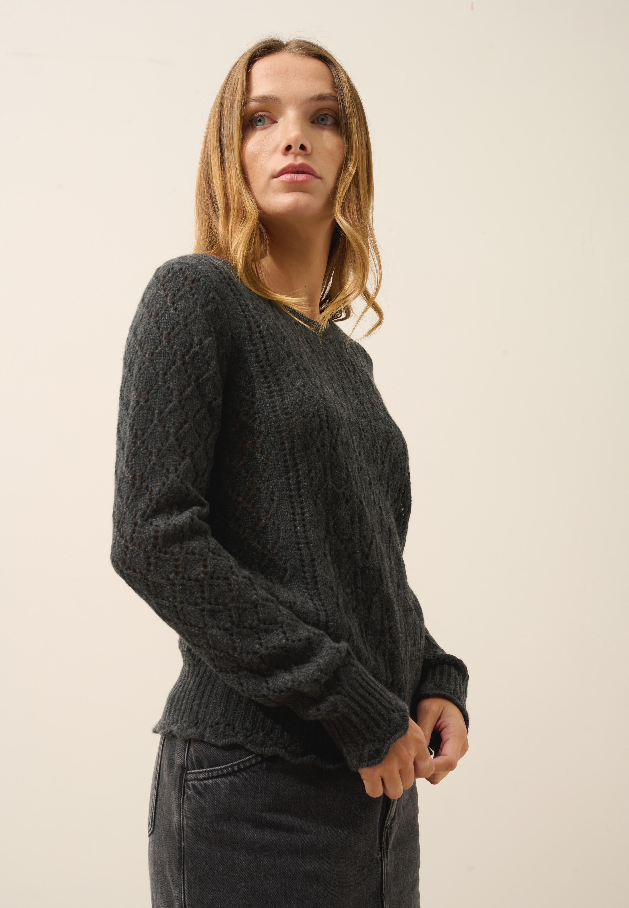 NADIA pull col rond carbone chiné