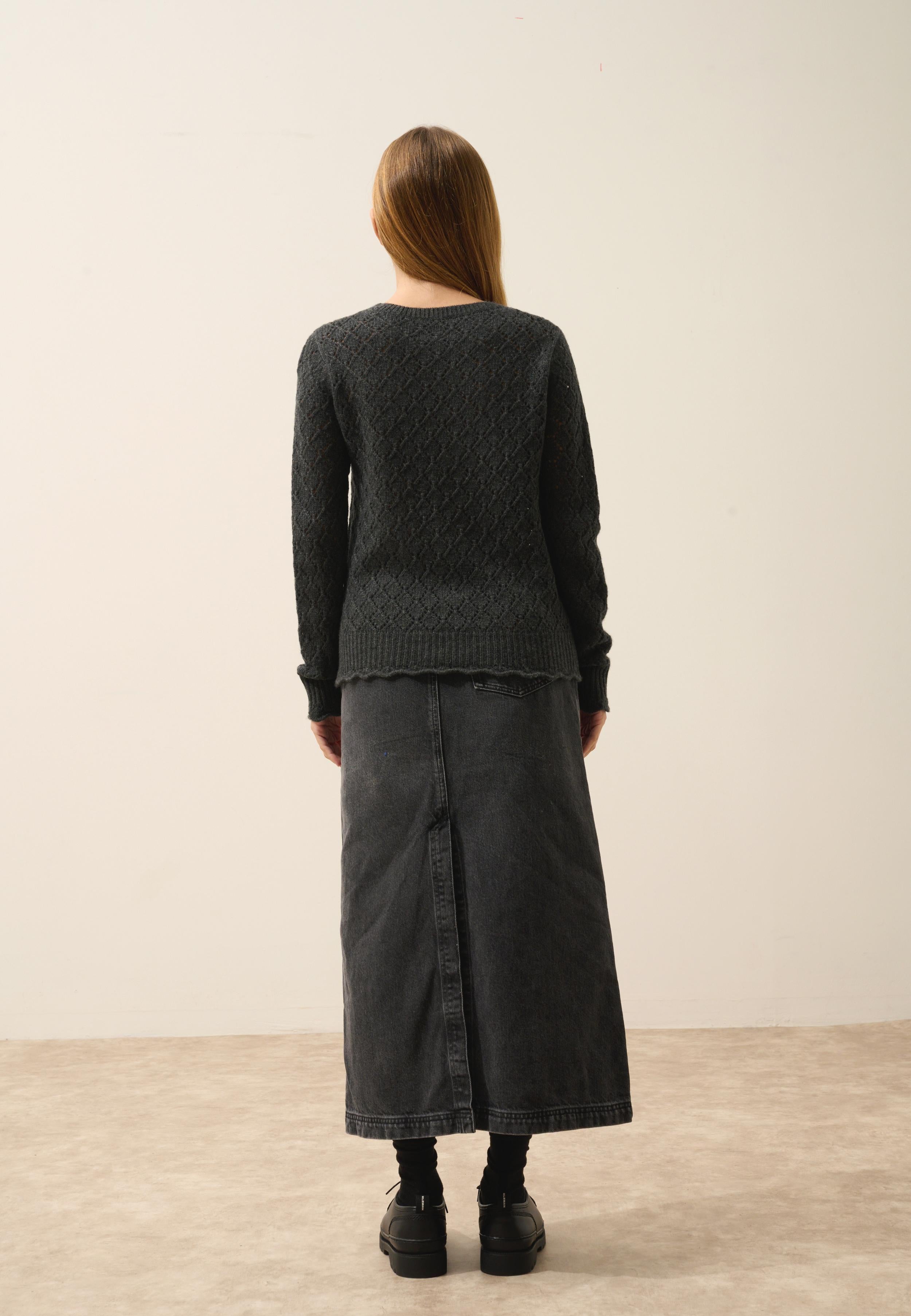 NADIA pull col rond carbone chiné