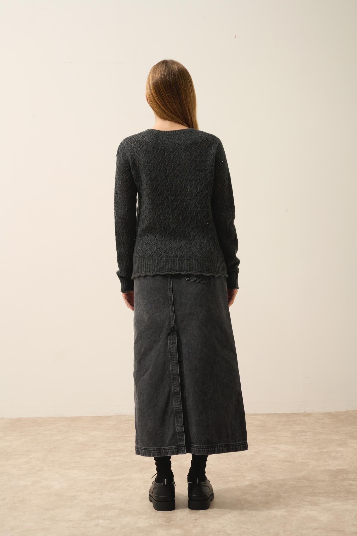 NADIA pull col rond carbone chiné