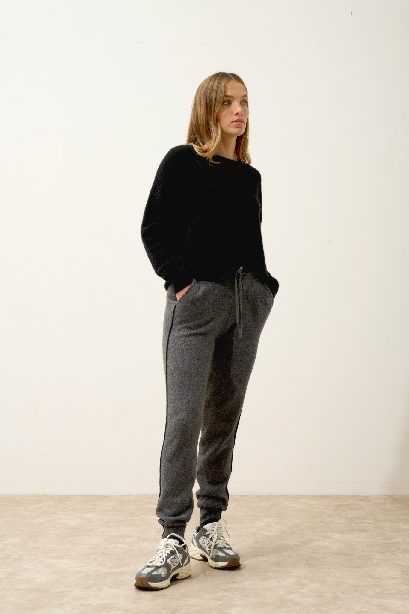 narella jogging bi-color anthracite chiné/noir 100% cachemire