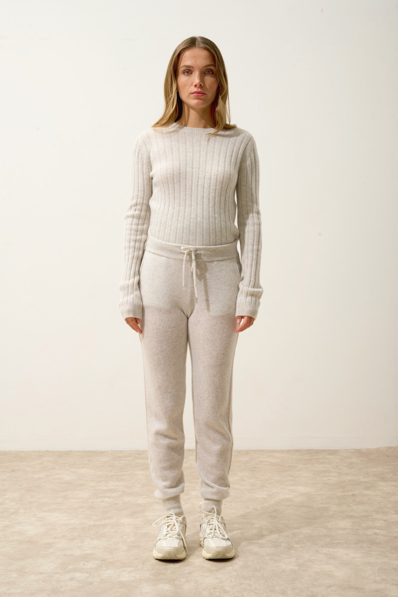 narella jogging bi-color gris perle chiné/ivoire 100% cachemire