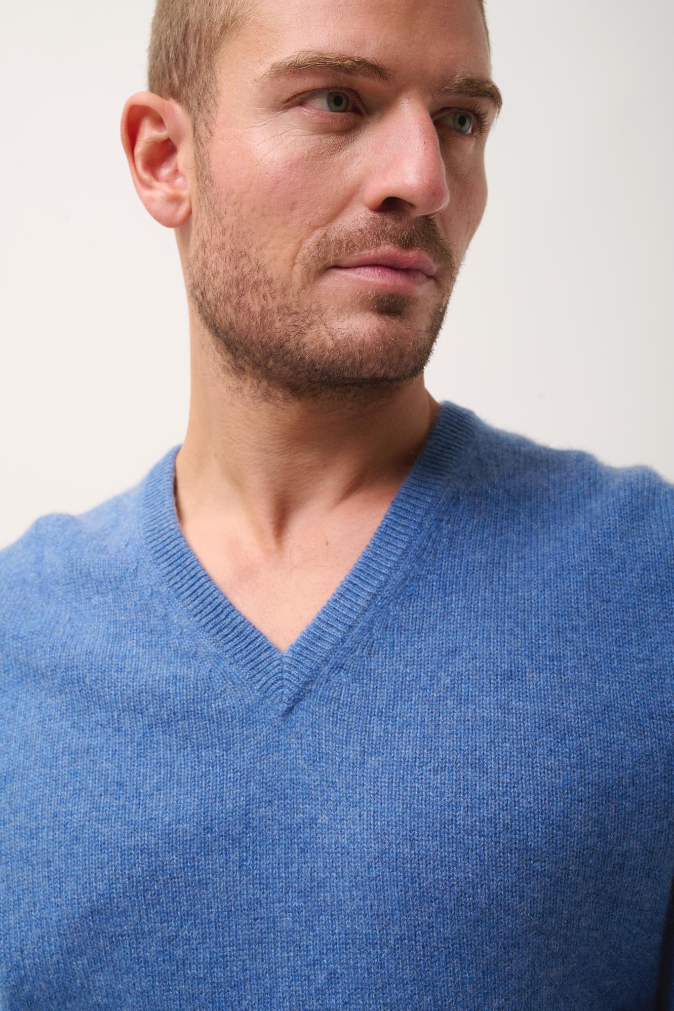 NATHAN  pull col v bleu denim