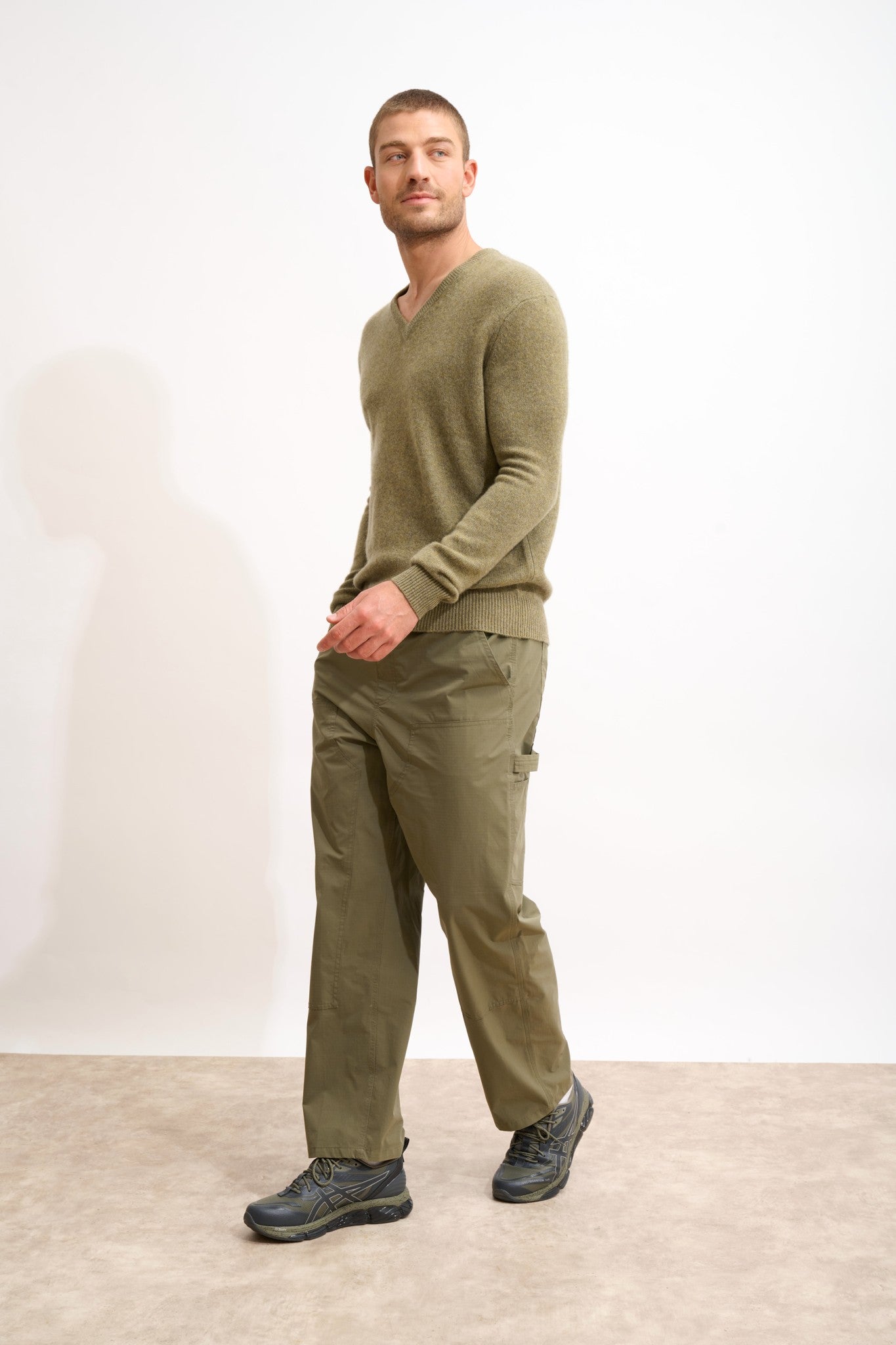 nathan pull col v 4 fils bronze chiné 100% cachemire