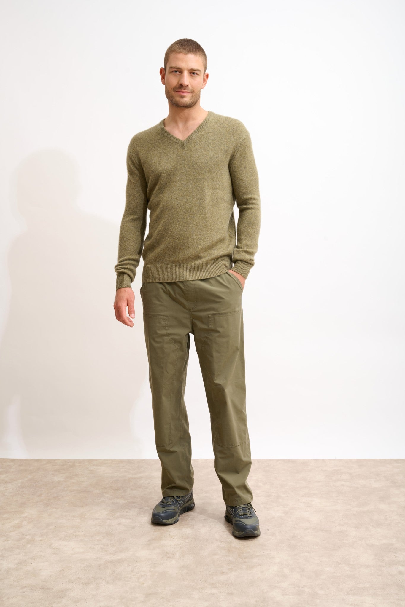 nathan pull col v 4 fils bronze chiné 100% cachemire