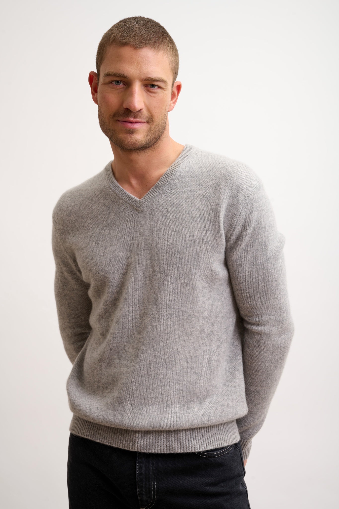 NATHAN pull col v nuage chiné