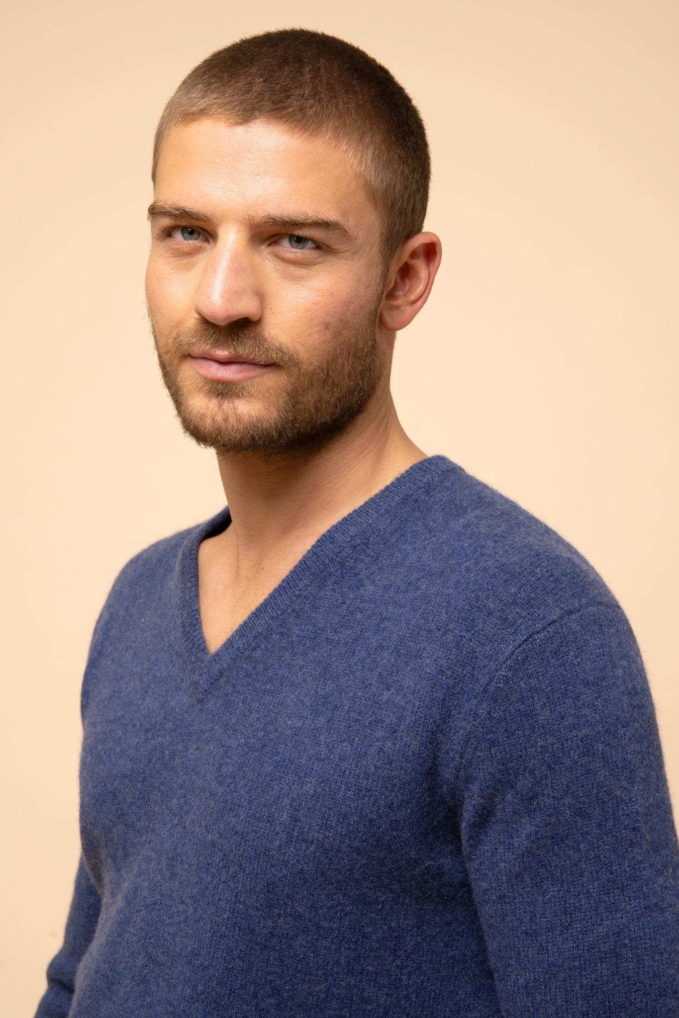 NATHAN pull col v ocean chiné