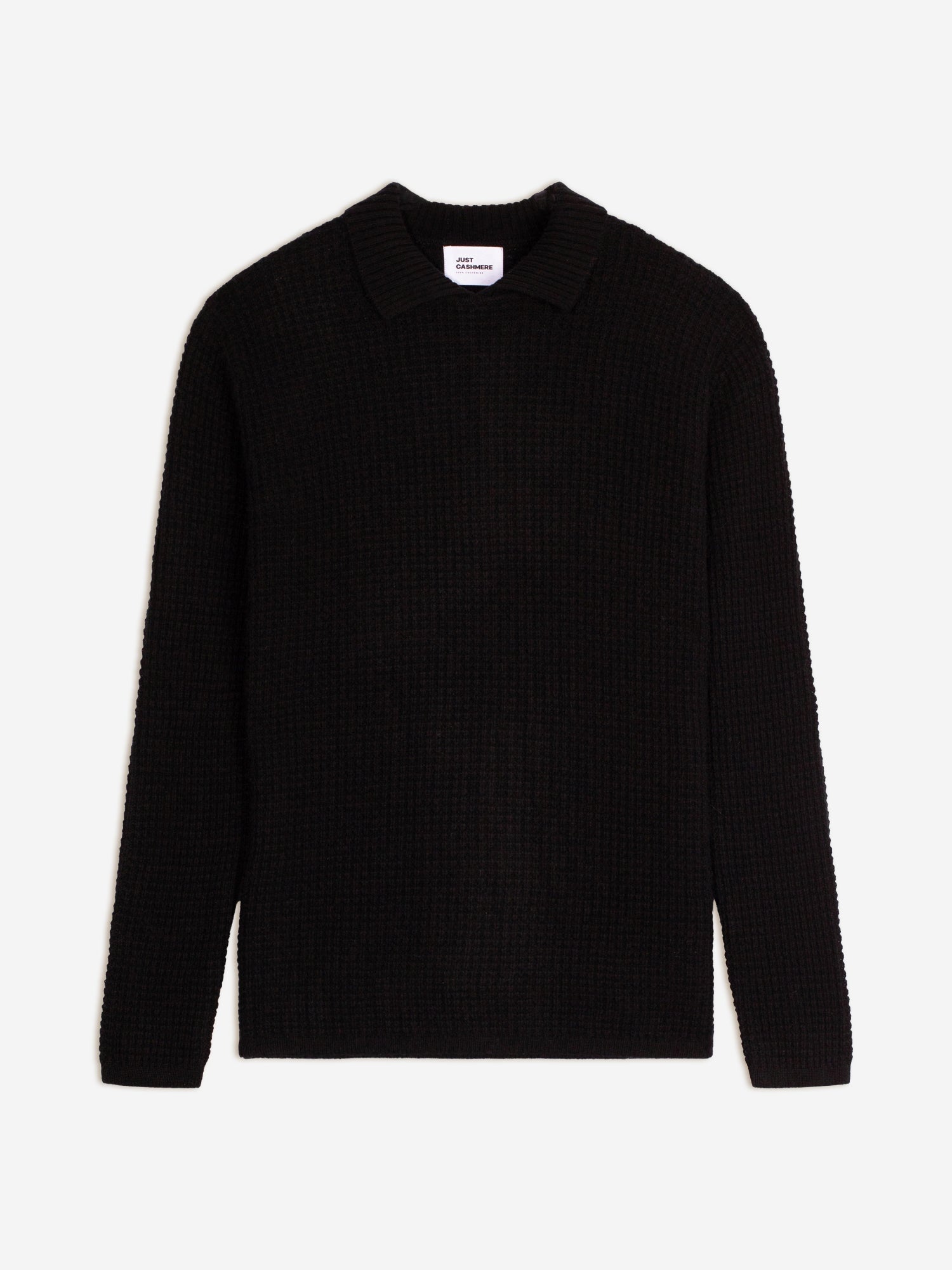 NEMO pull col polo ouvert 4 fils noir