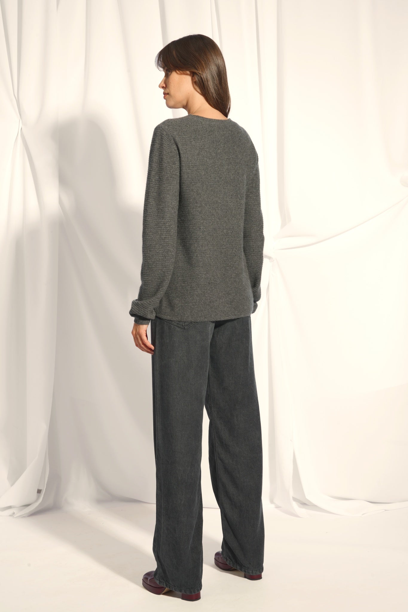 NETHY pull col bateau anthracite chiné