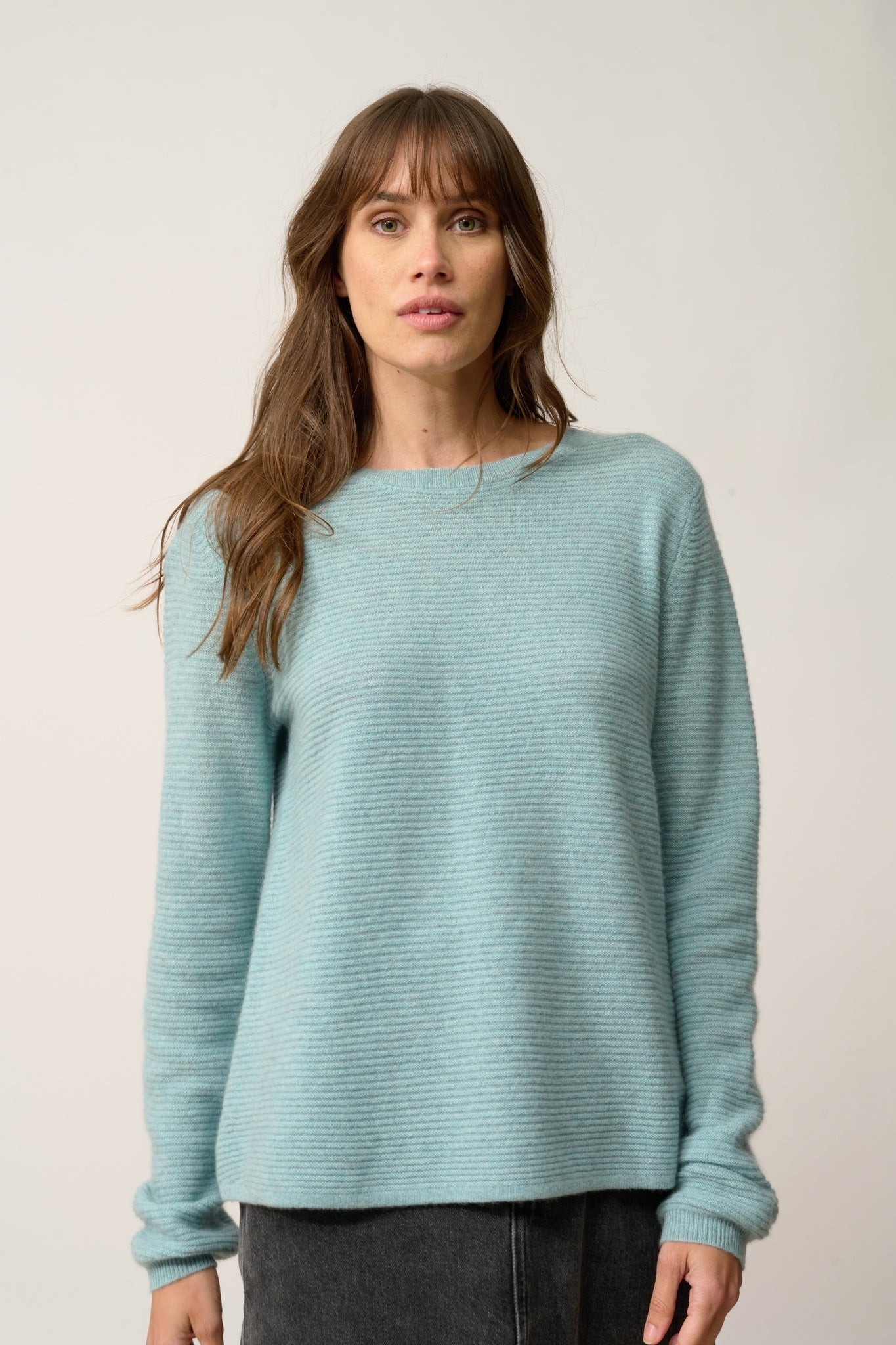 NETHY pull col bateau aqua chiné