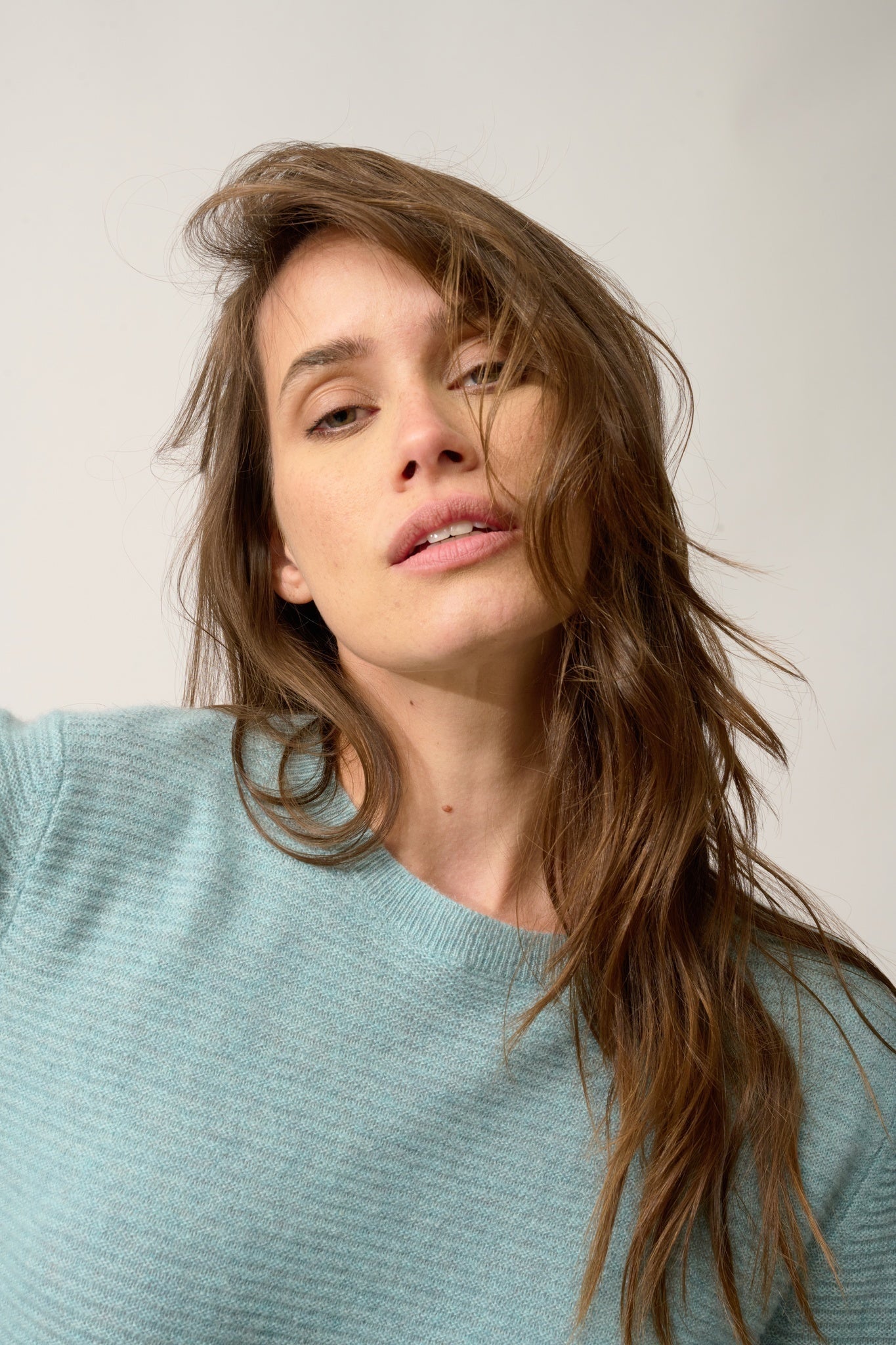 NETHY pull col bateau aqua chiné