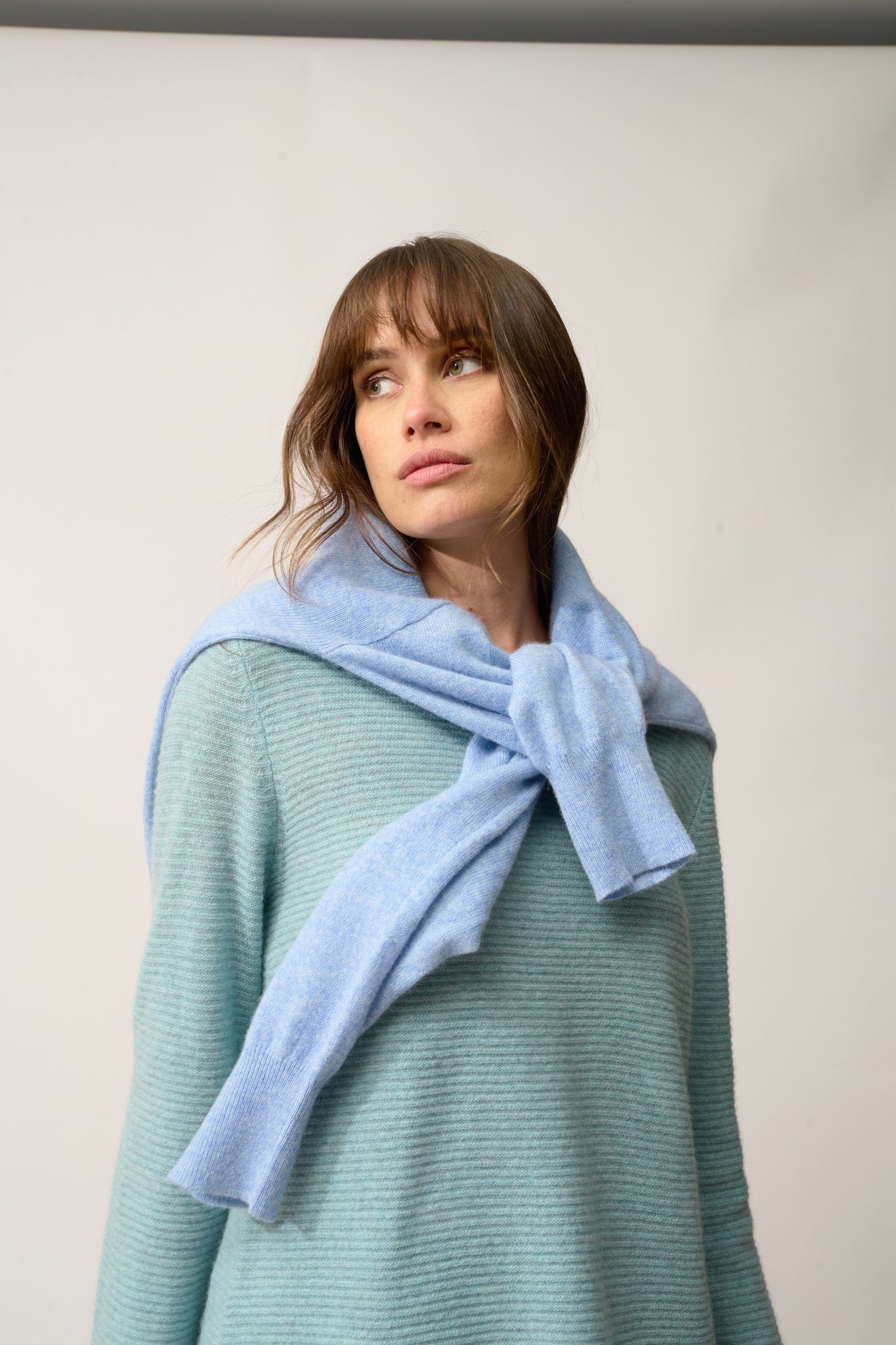 NETHY pull col bateau aqua chiné