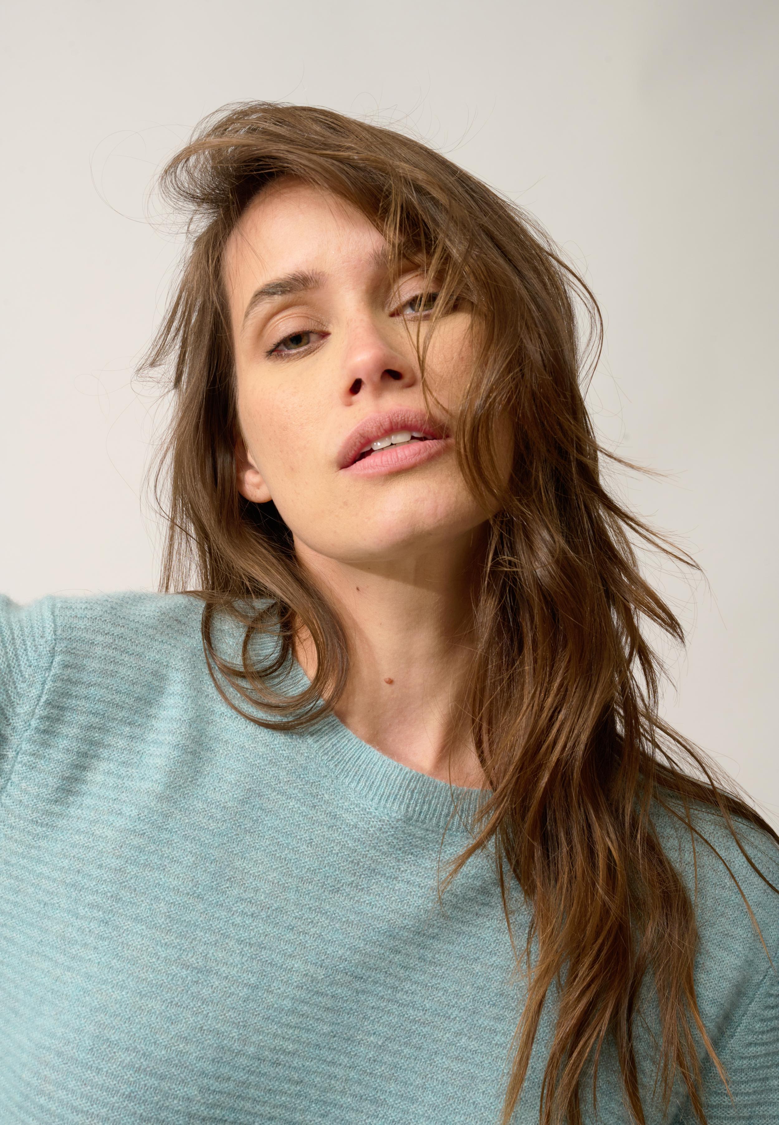 NETHY pull col bateau aqua chiné